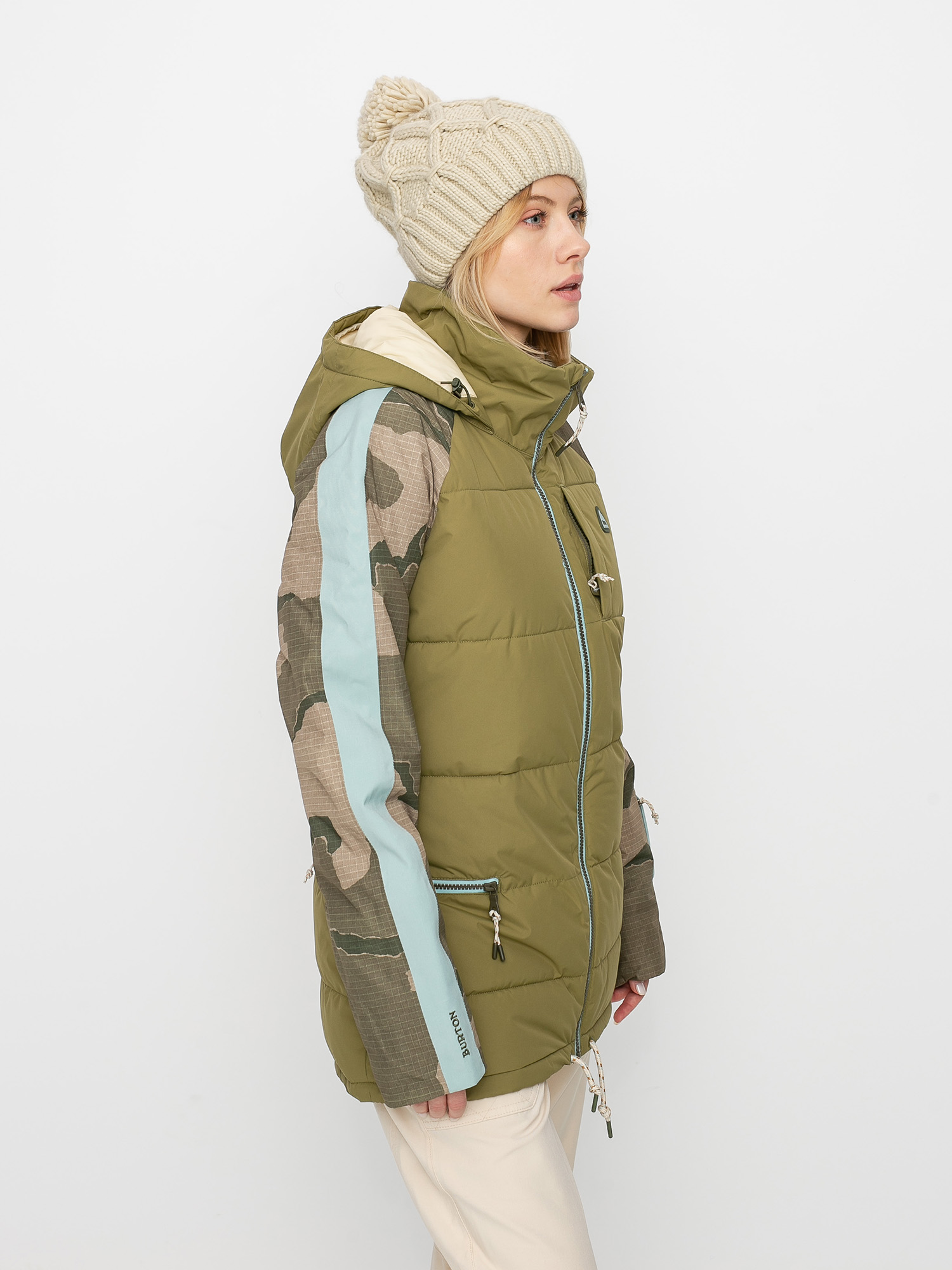 Dámská Snowboardová bunda Burton Keelan (martini olive/barren camo/ether blue)