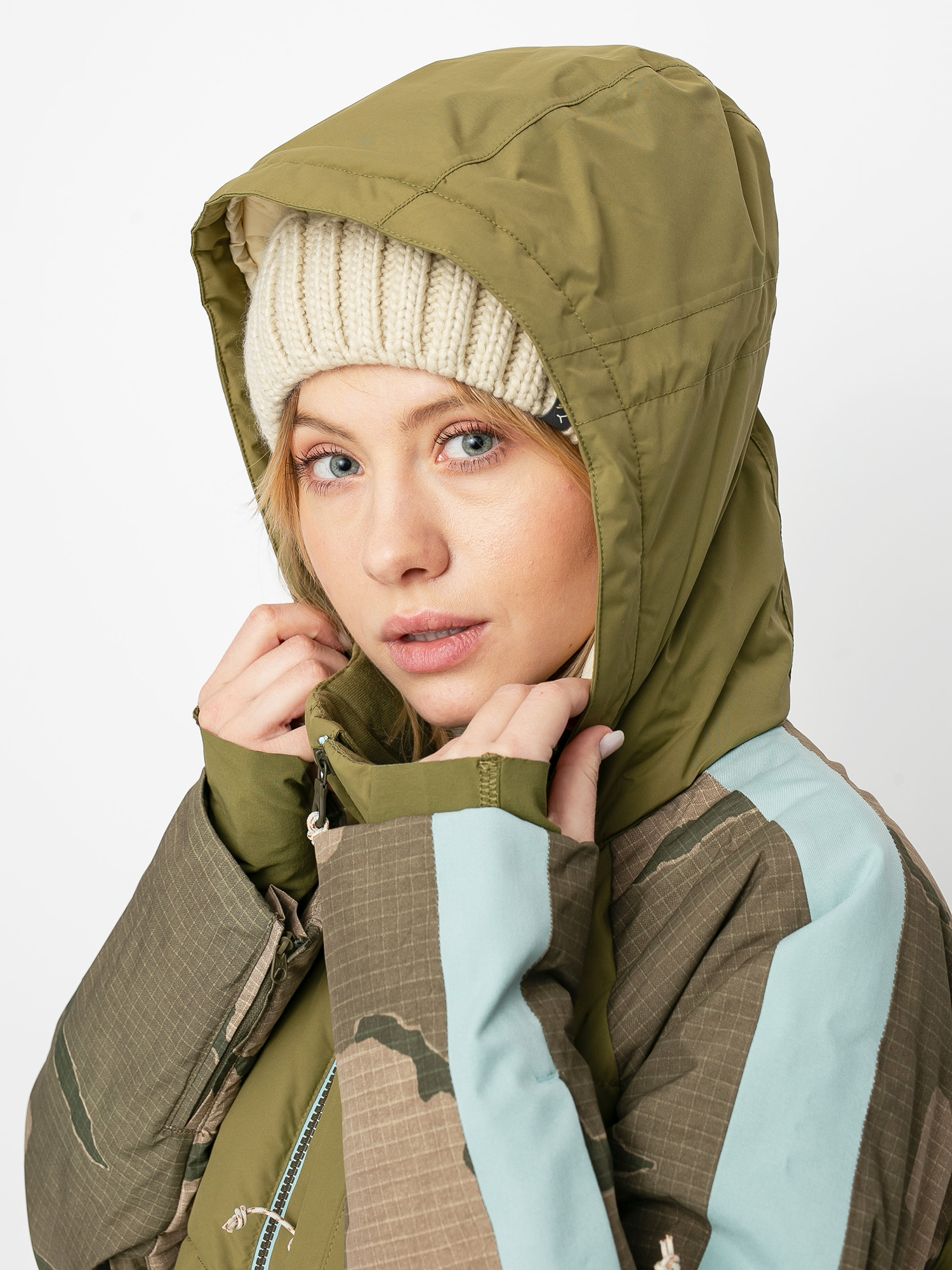 Dámská Snowboardová bunda Burton Keelan (martini olive/barren camo/ether blue)