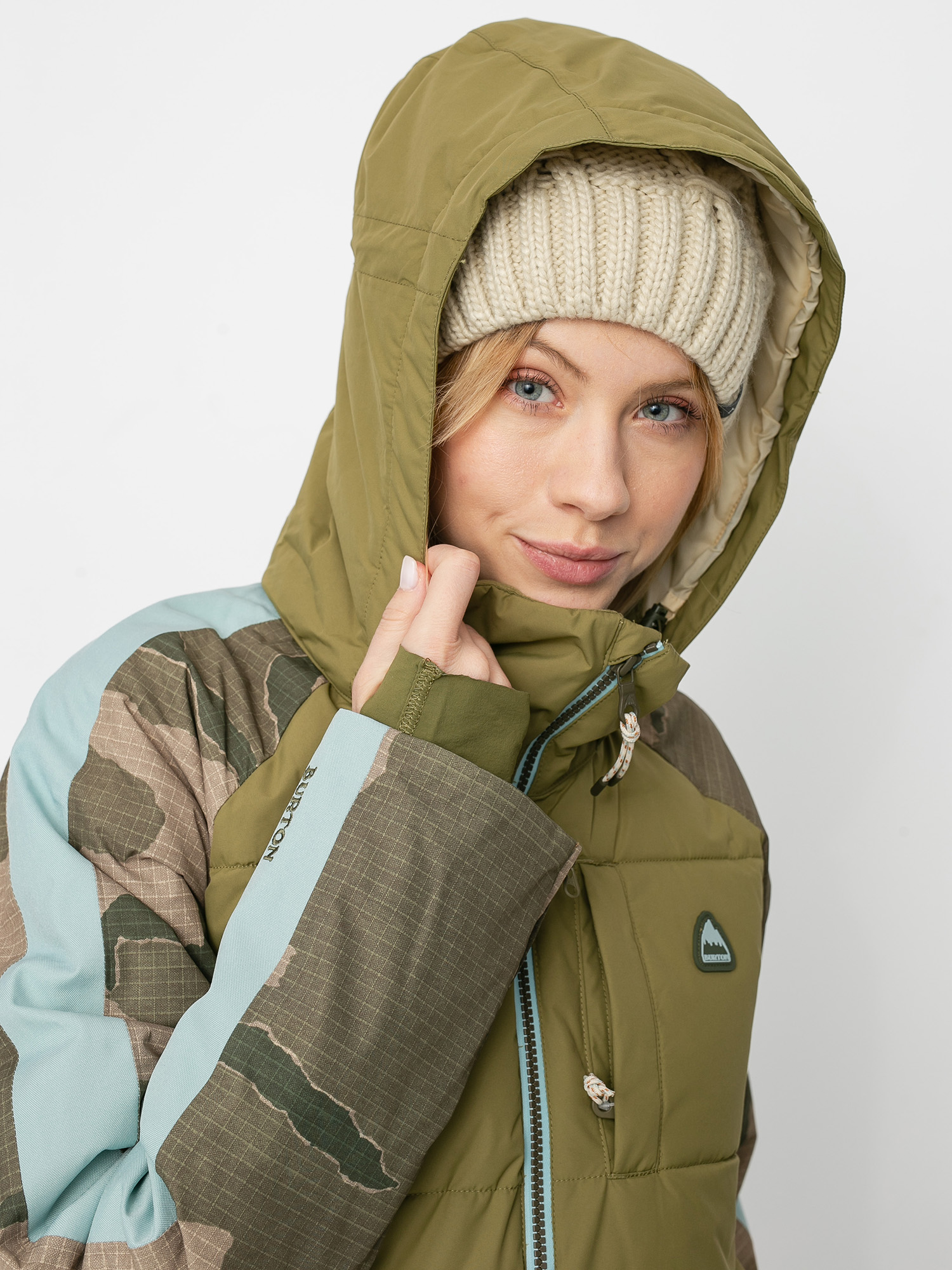 Dámská Snowboardová bunda Burton Keelan (martini olive/barren camo/ether blue)