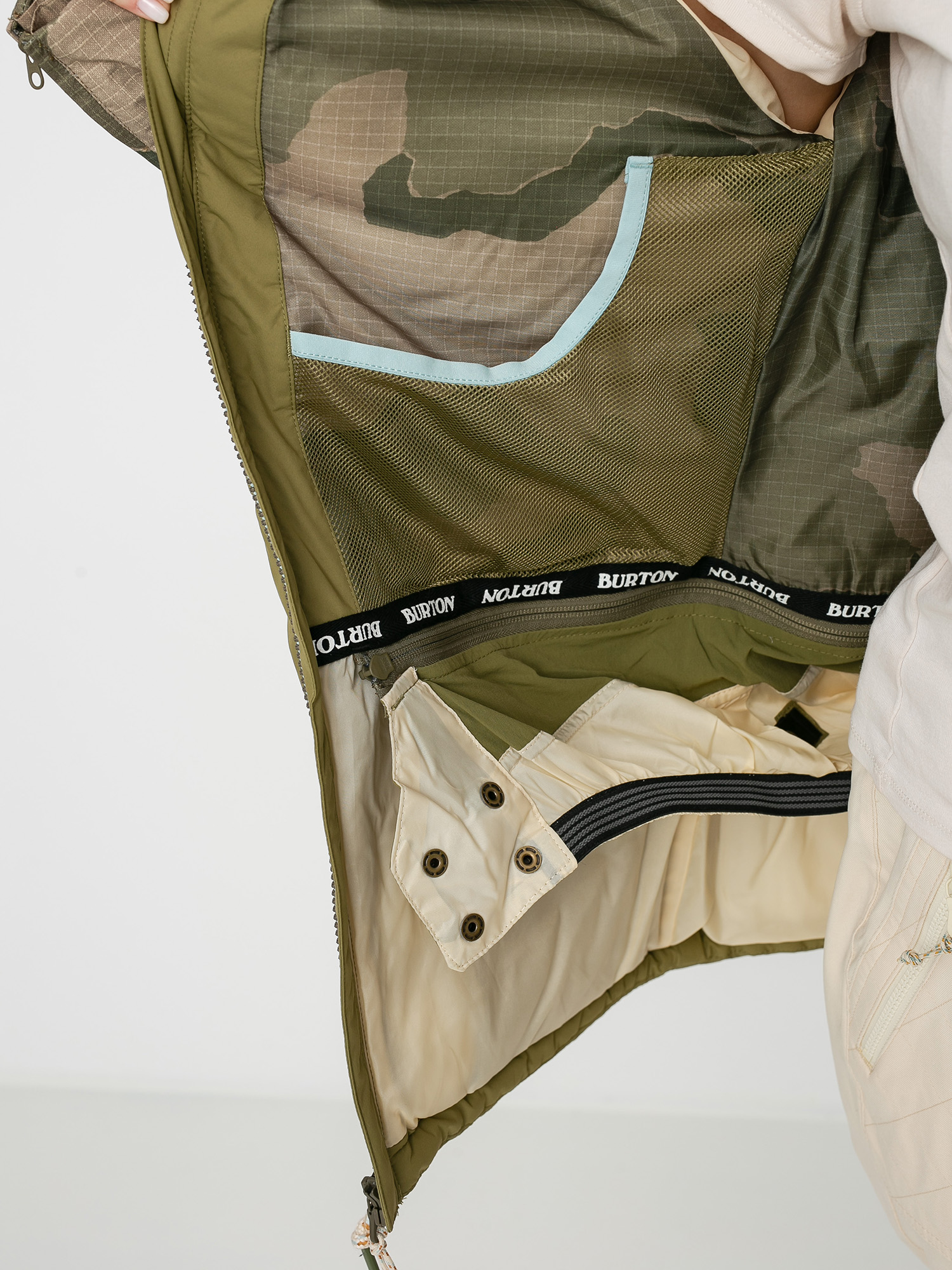 Dámská Snowboardová bunda Burton Keelan (martini olive/barren camo/ether blue)