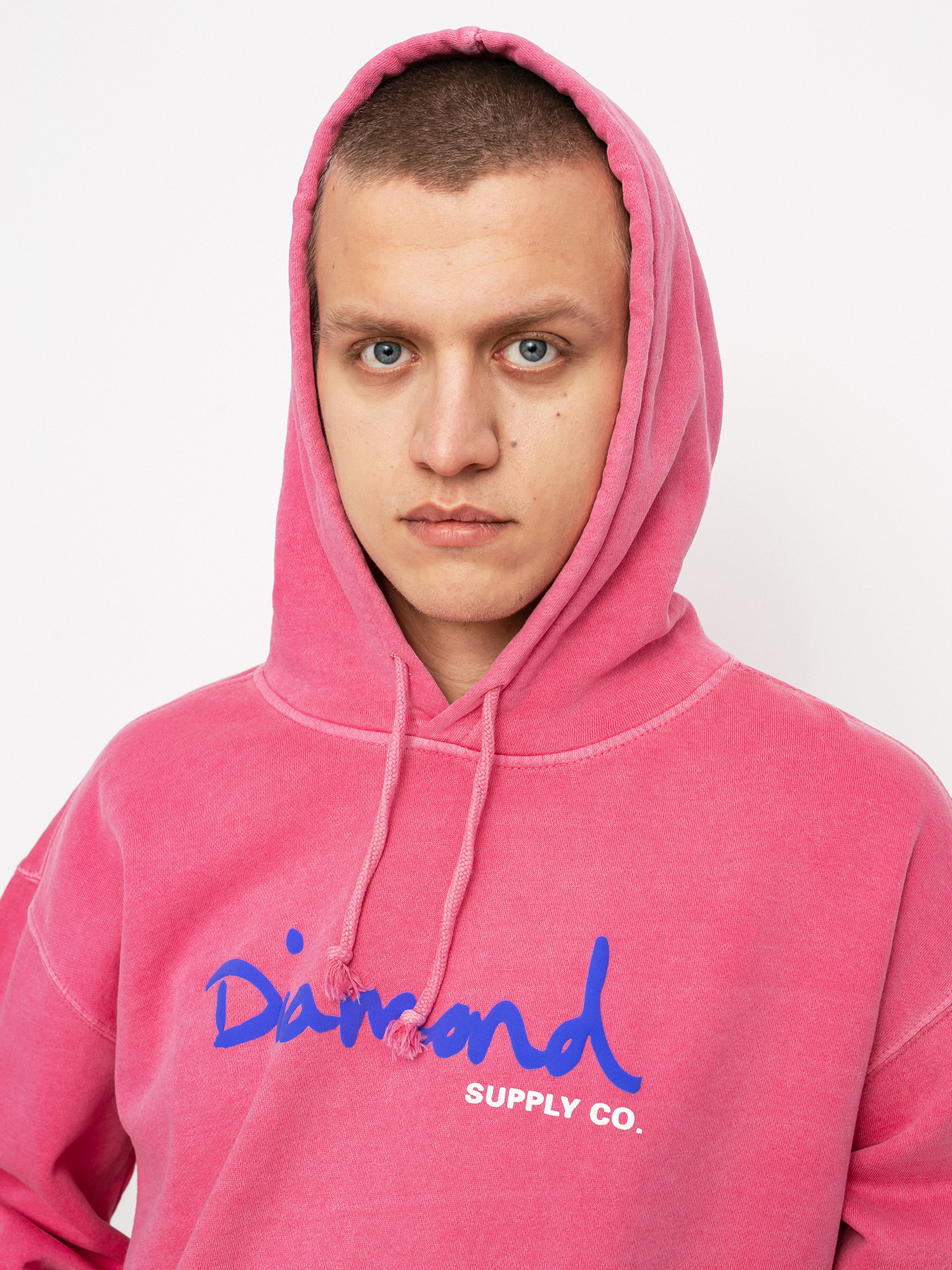 Mikina s kapucí Diamond Supply Co. Og Script Overdyed HD (pink)
