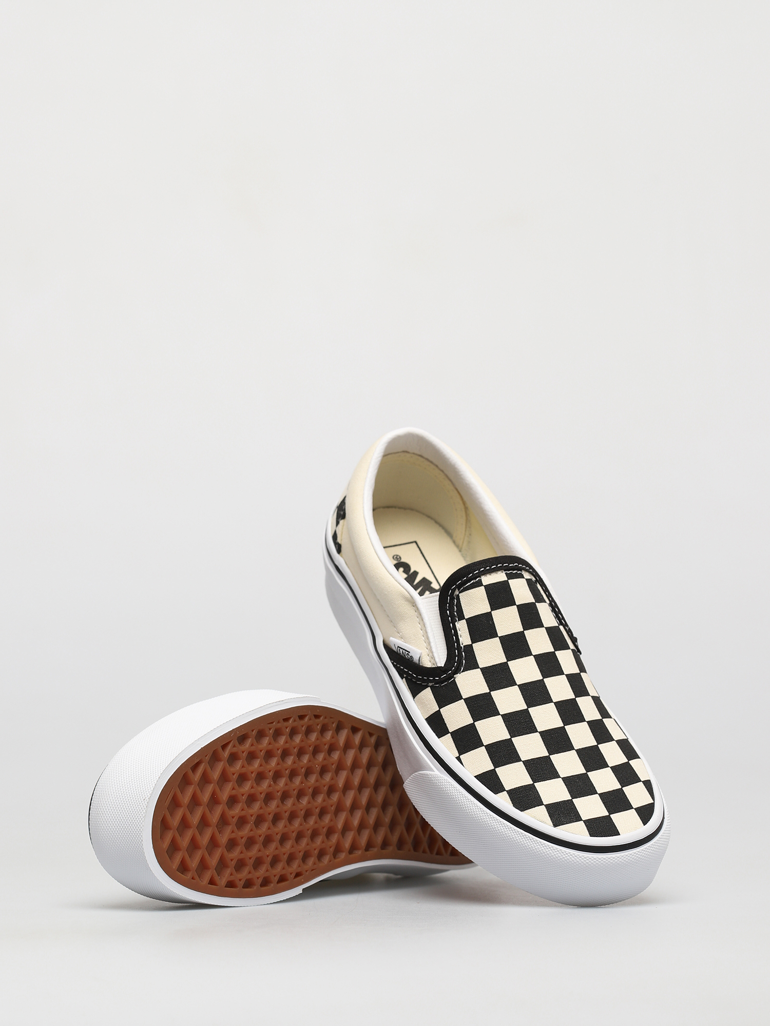 Boty Vans Classic Slip On Platform (blk whtchckerboard/wht)