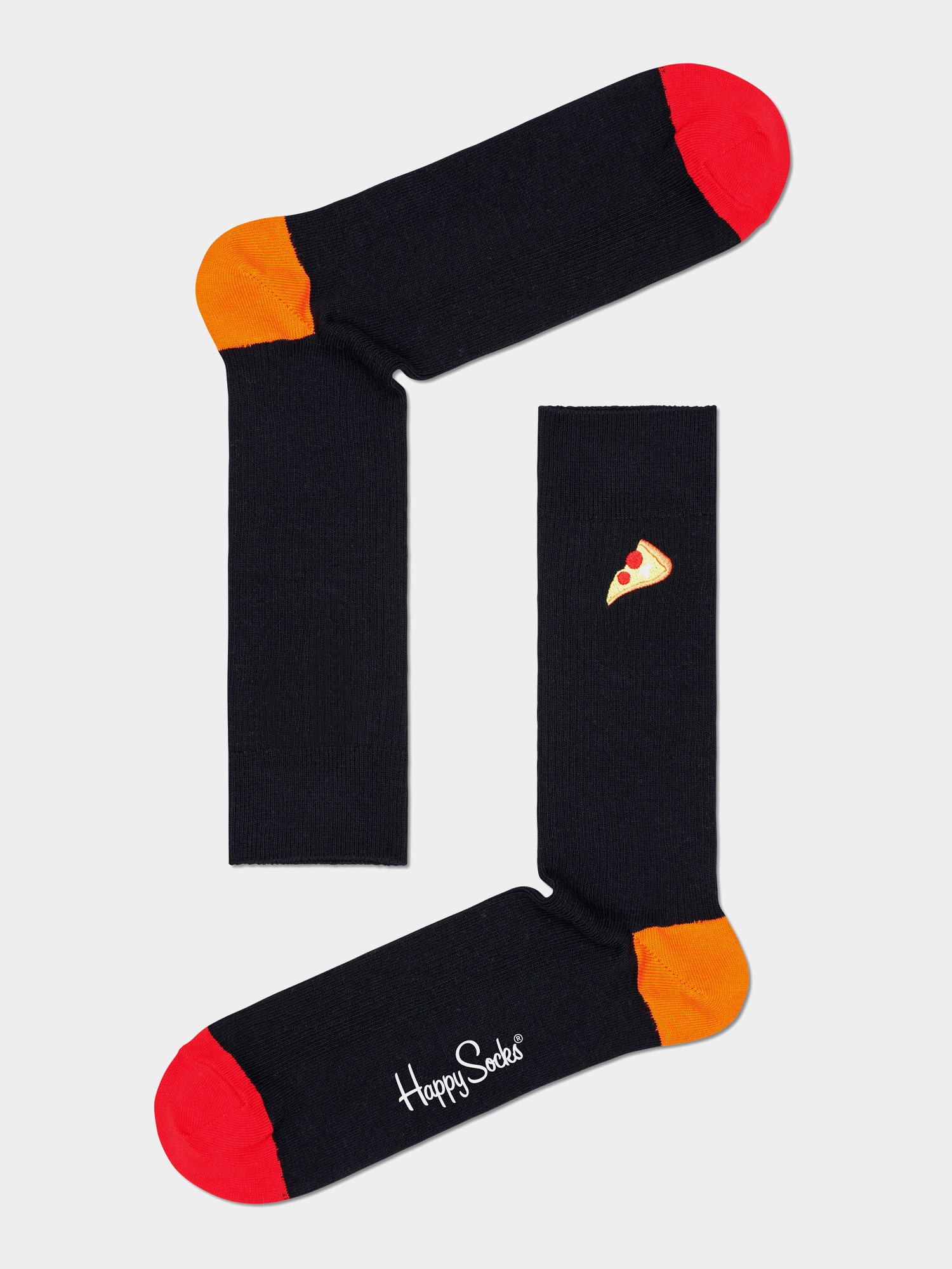 Ponožky Happy Socks Ribbed Embroidery Pizza (black)