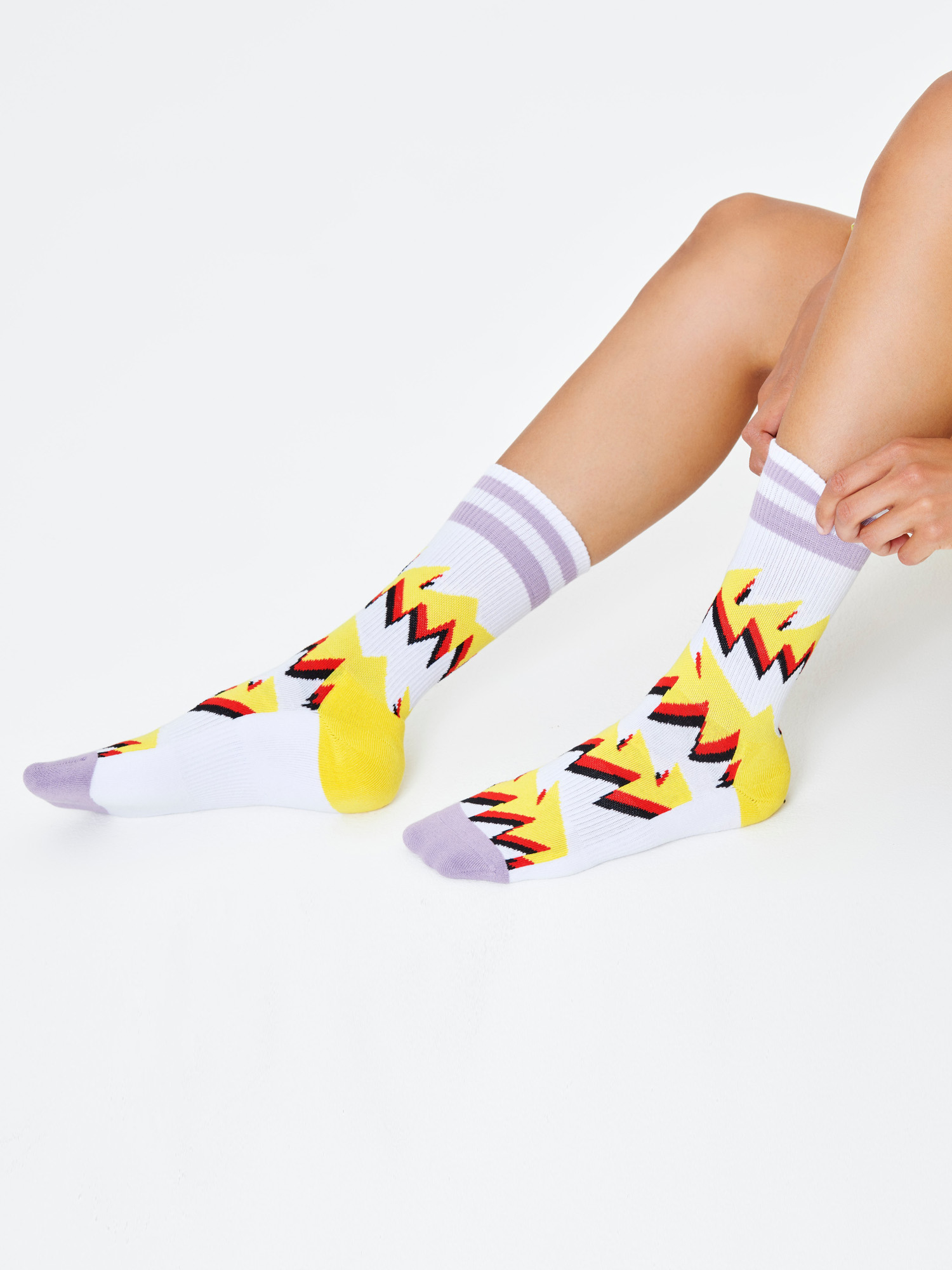 Ponožky Happy Socks Rock Stripe (white/yellow)
