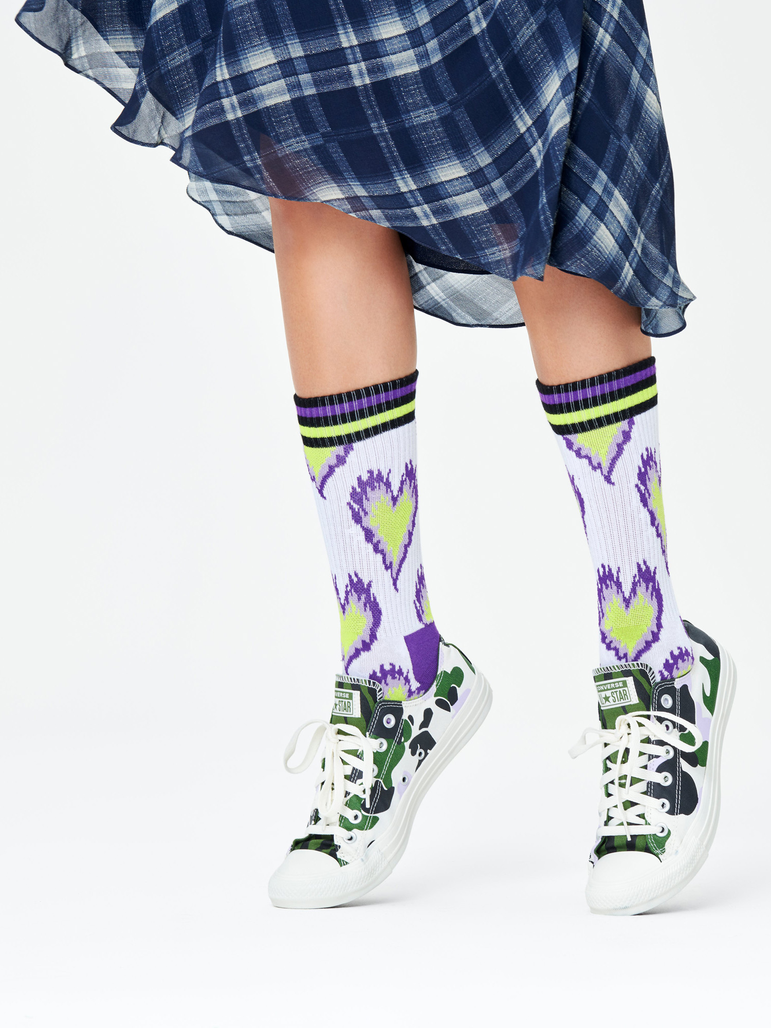 Ponožky Happy Socks Burning Heart Thin (white)