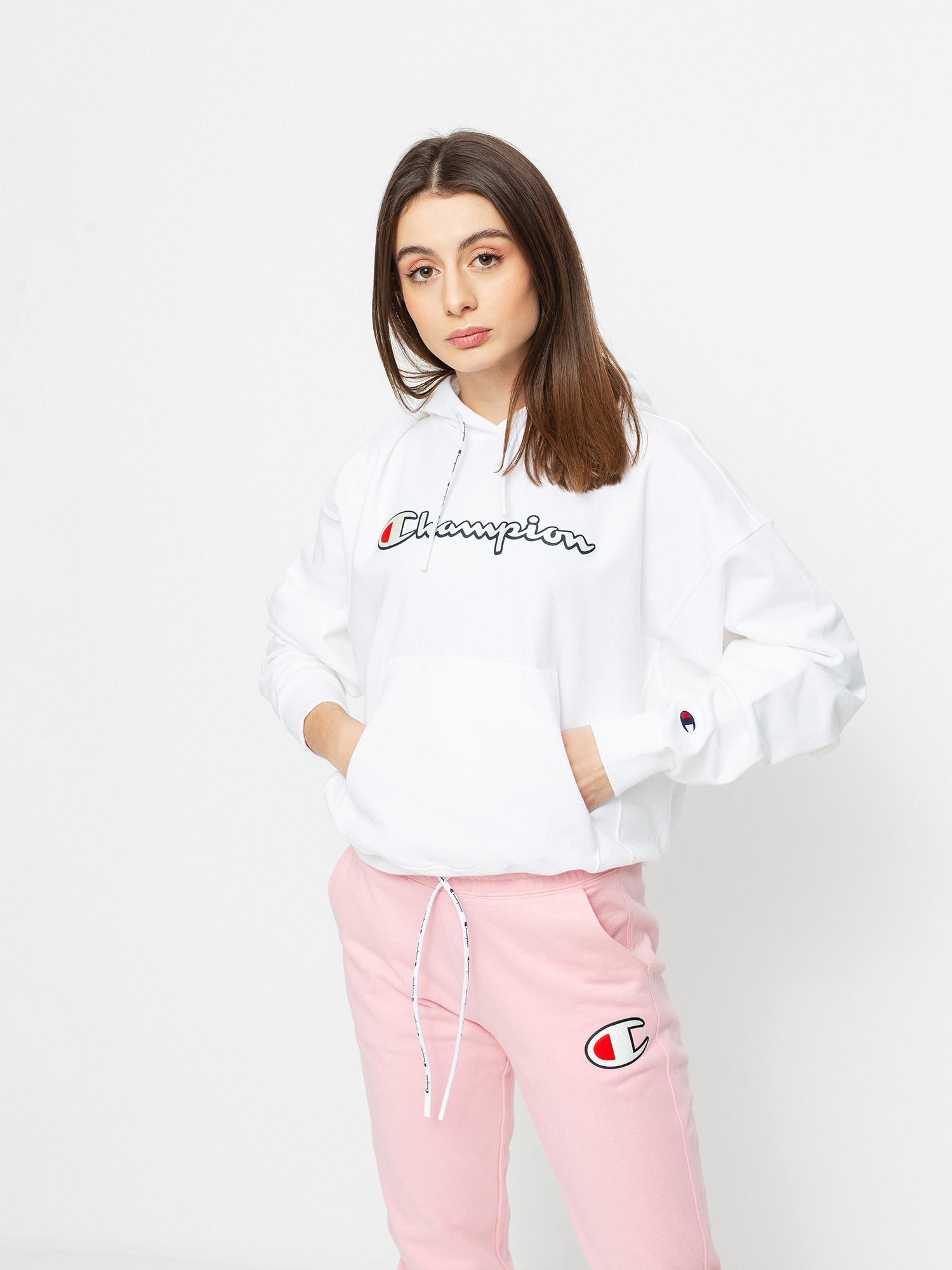 Mikina s kapucí Champion Sweatshirt HD 112638 Wmn (wht)