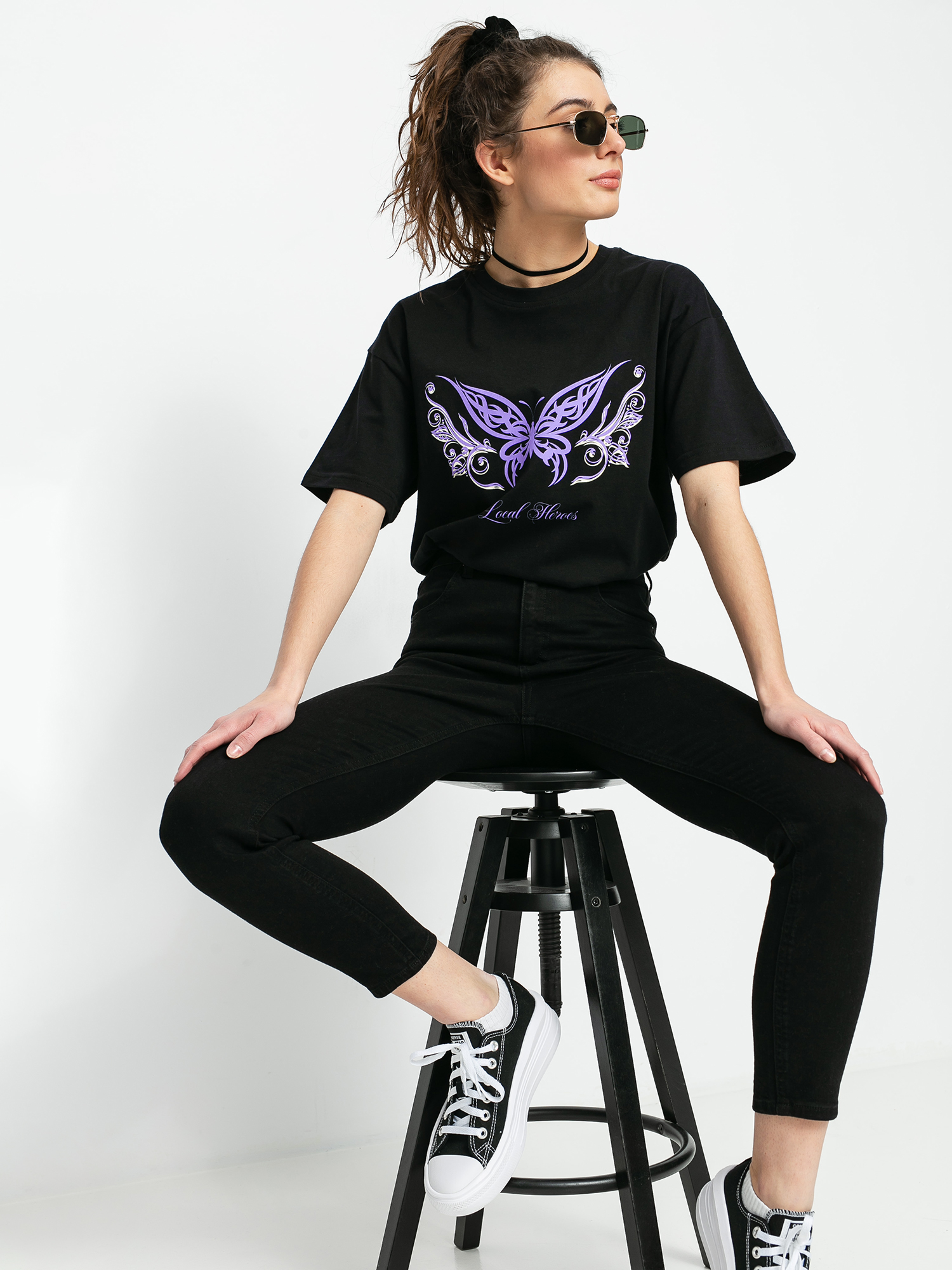 Tričko Local Heroes Butterfly Tribal Wmn (black)