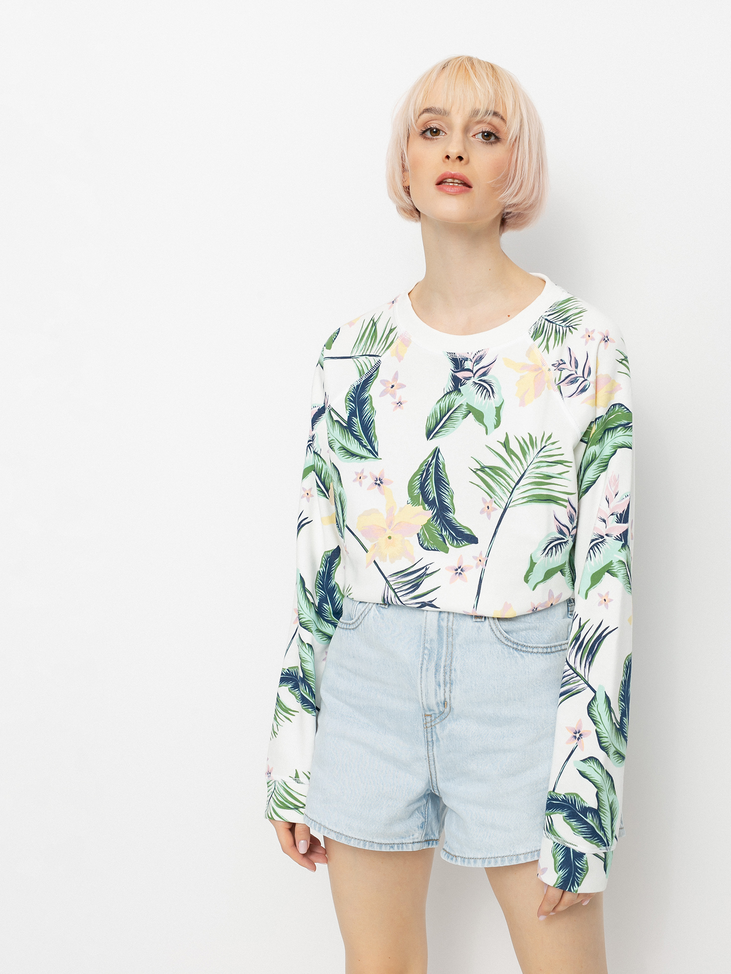 Mikina Roxy Dive Deep Crew Wmn (snow white large praslin)