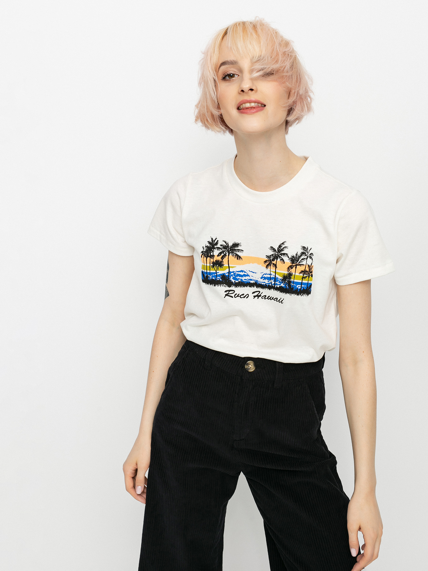 Tričko RVCA Rvca Hawaii Wmn (vintage white)