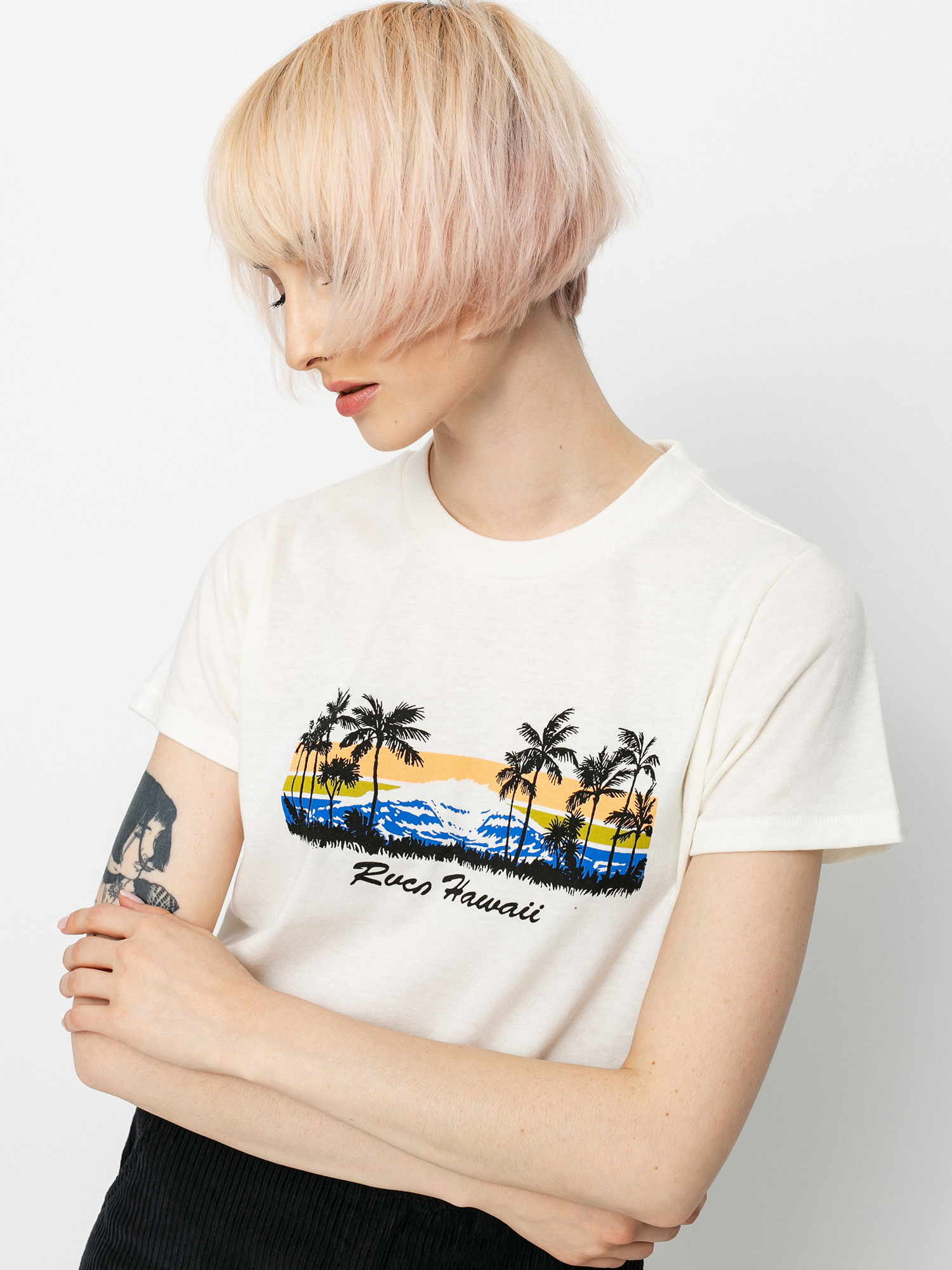 Tričko RVCA Rvca Hawaii Wmn (vintage white)