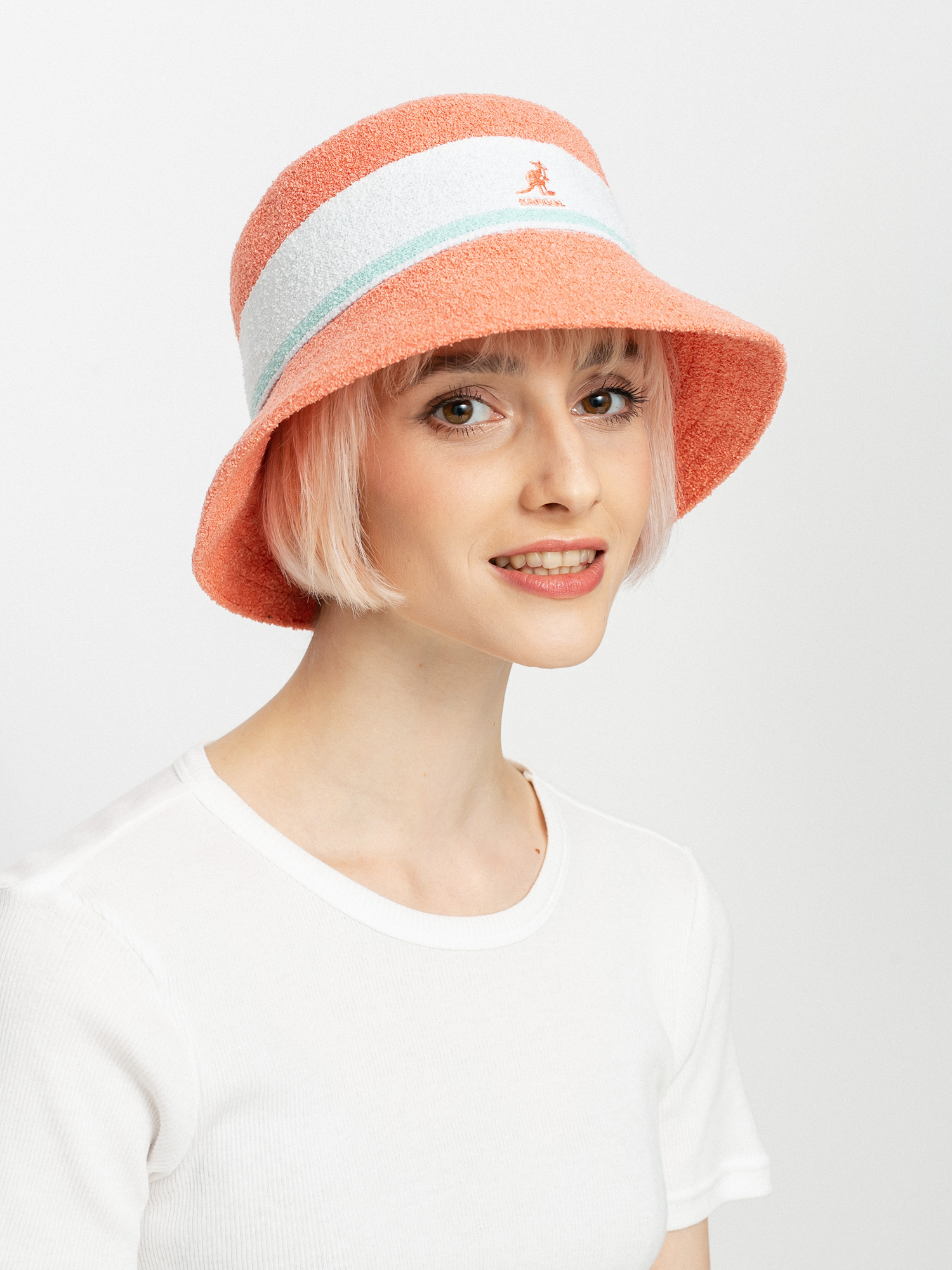 Klobouk Kangol Bermuda Stripe Bucket (peach pink)