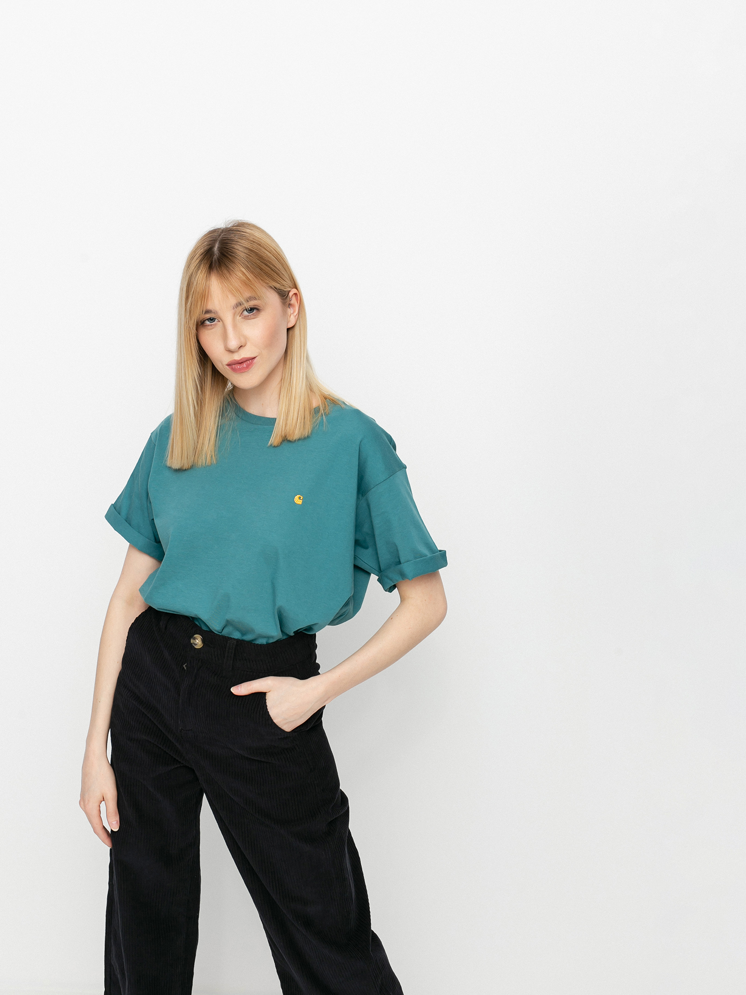 Tričko Carhartt WIP Chase Wmn (hydro/gold)