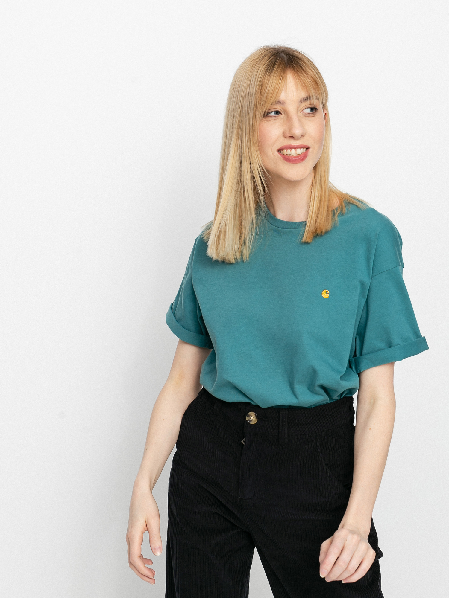 Tričko Carhartt WIP Chase Wmn (hydro/gold)