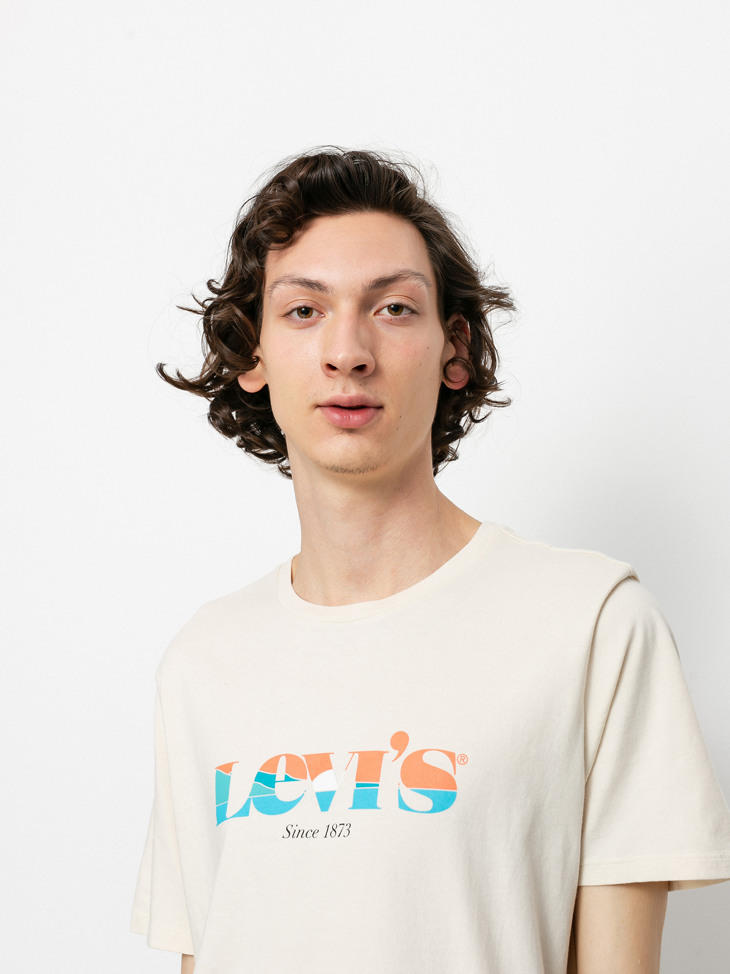Tričko Levi's® Graphic Crewneck (logo chesthit oatmeal)
