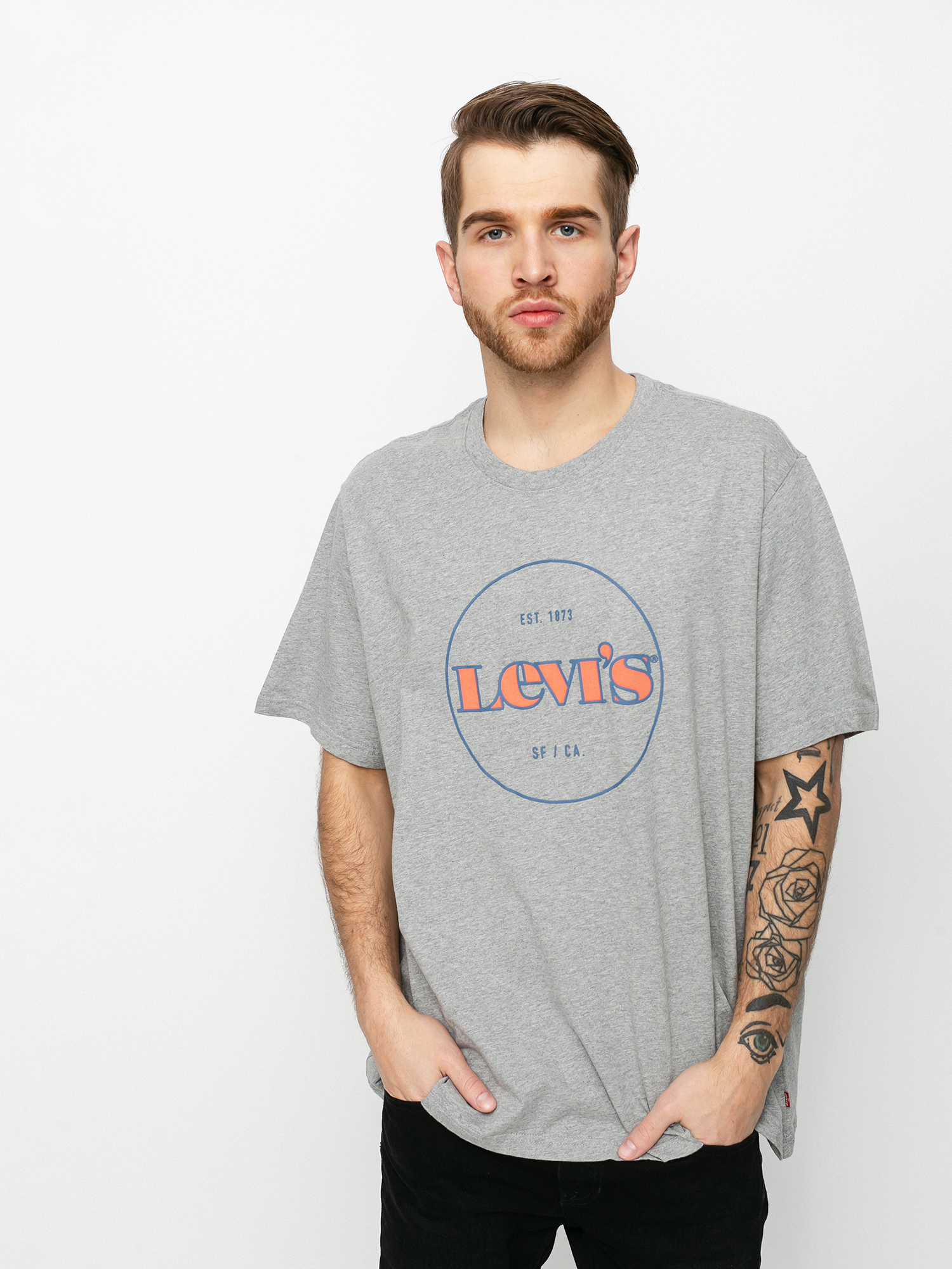 Tričko Levi's® Relaxed Fit (mv logo midtone heather)