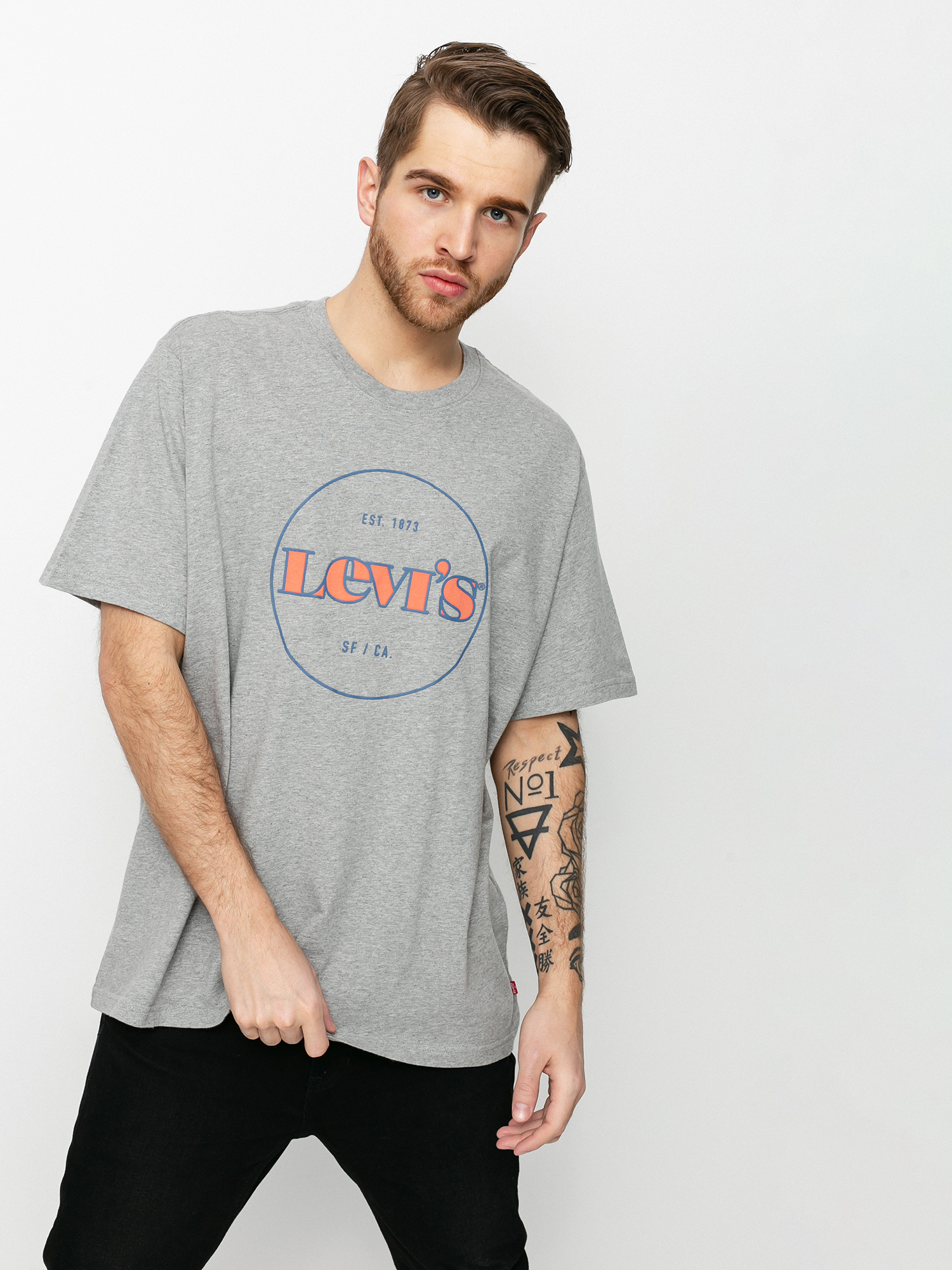 Tričko Levi's® Relaxed Fit (mv logo midtone heather)
