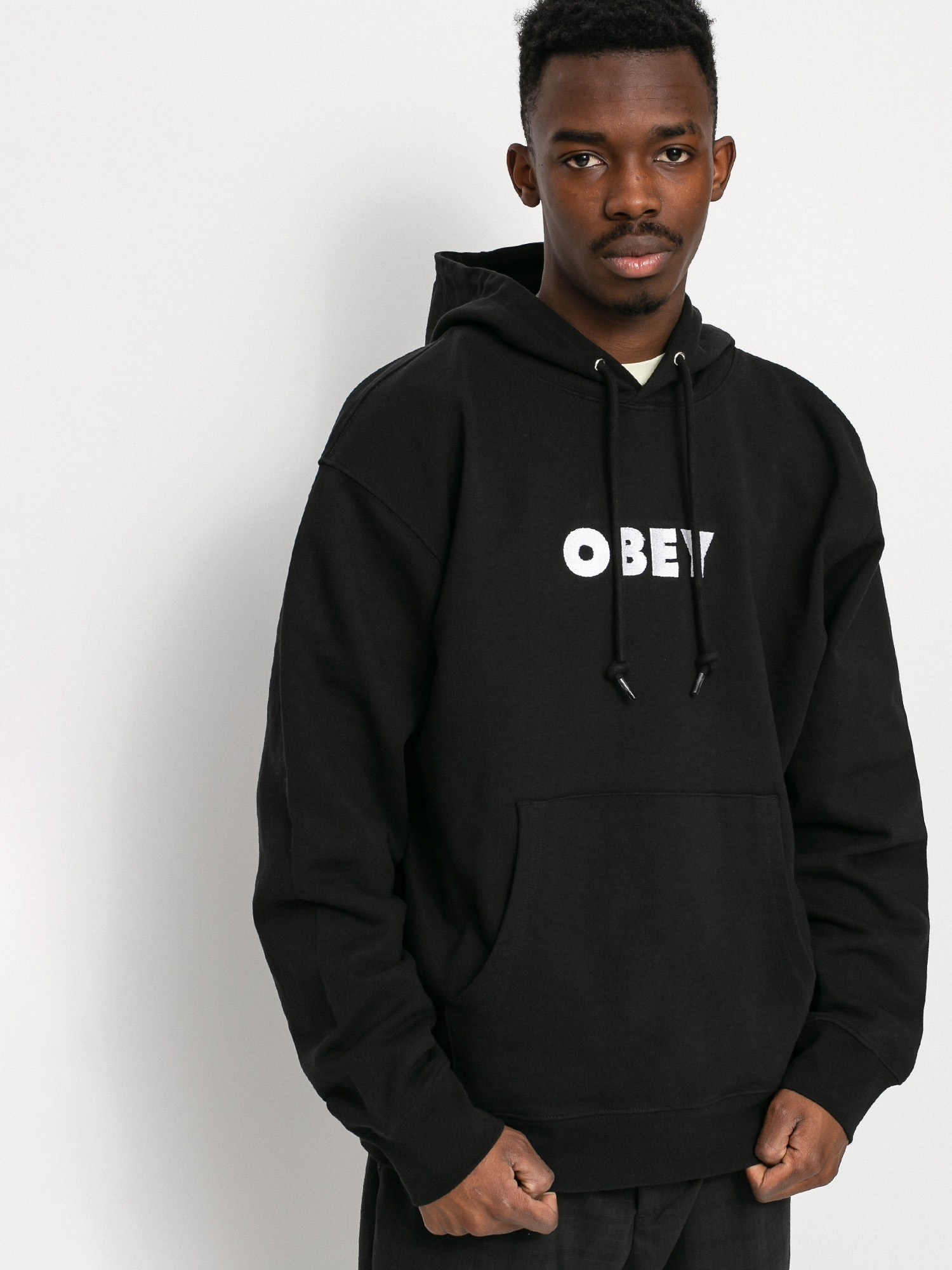 Mikina s kapucí OBEY Logo HD (black)