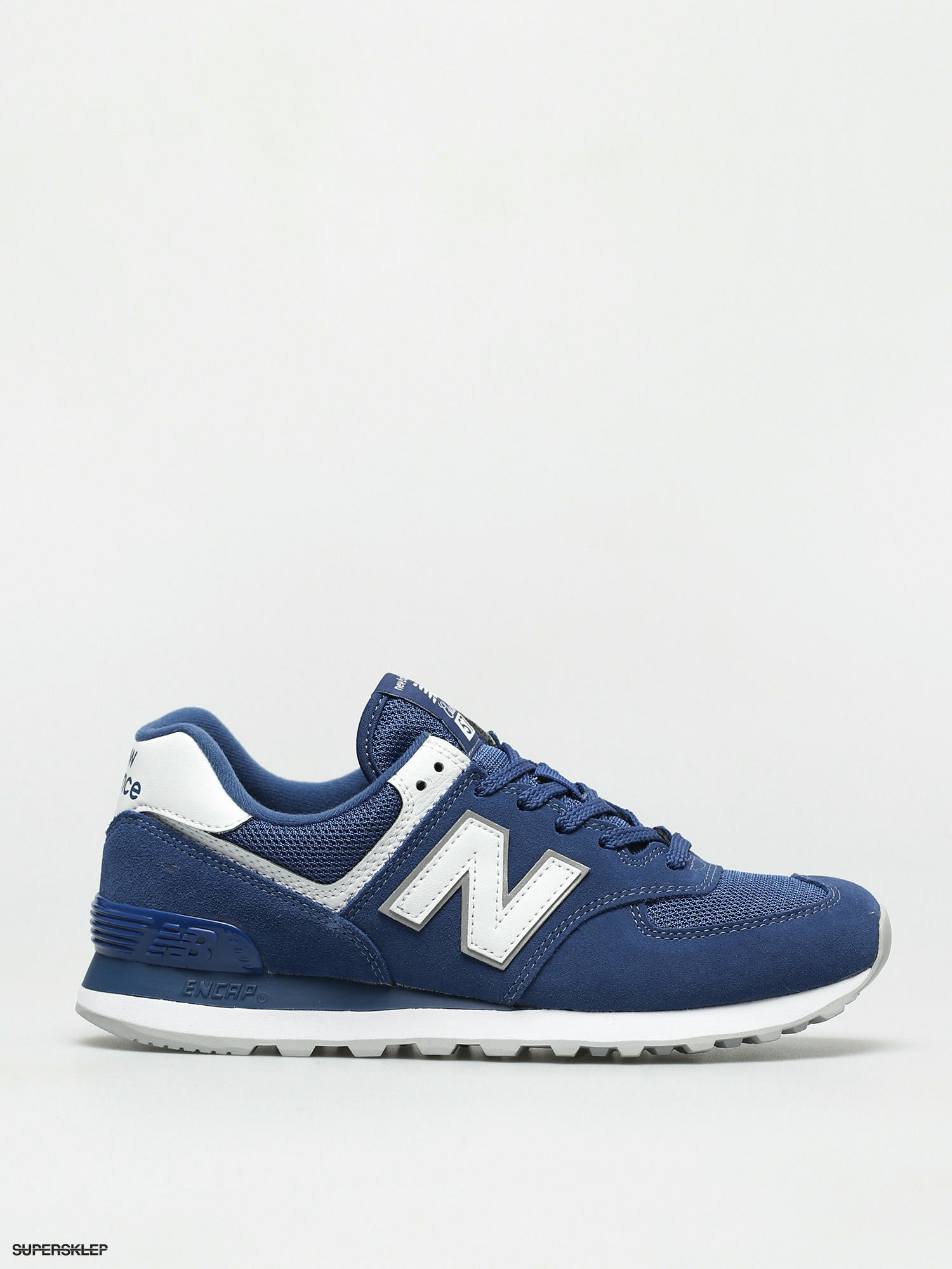 new balance 574 white with navy