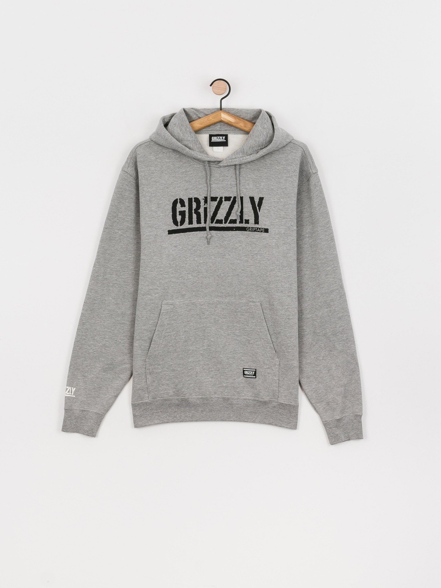 Mikina s kapucí Grizzly Griptape OG Stamp HD (heather grey/black)