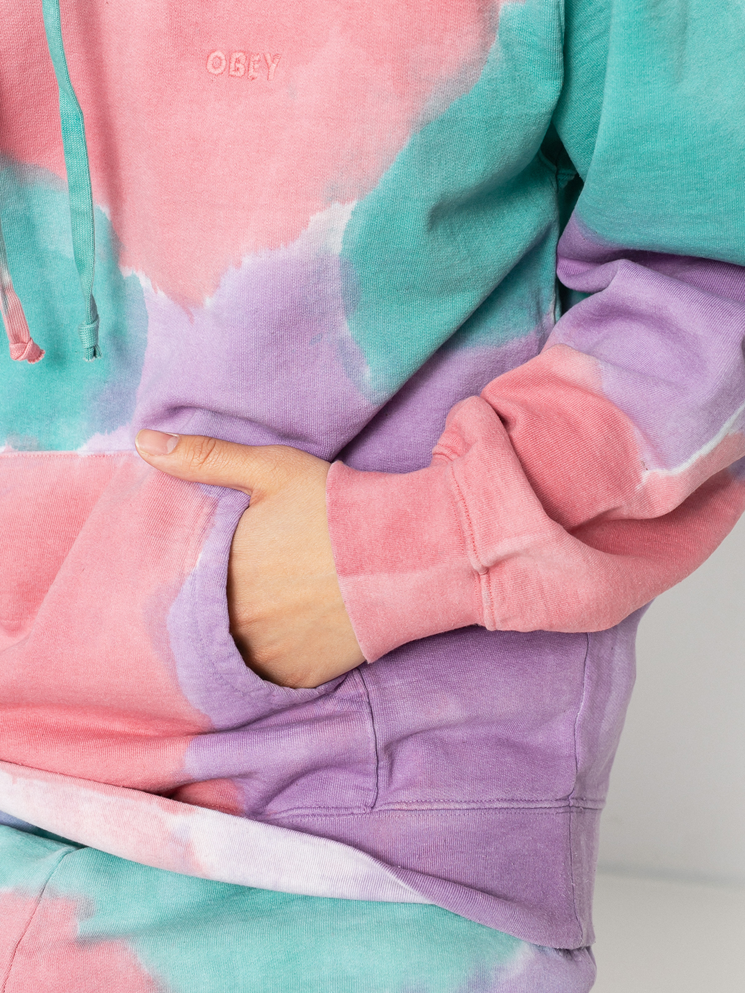 Mikina s kapucí OBEY Sustainable Tie Dye HD (purple nitro multi)