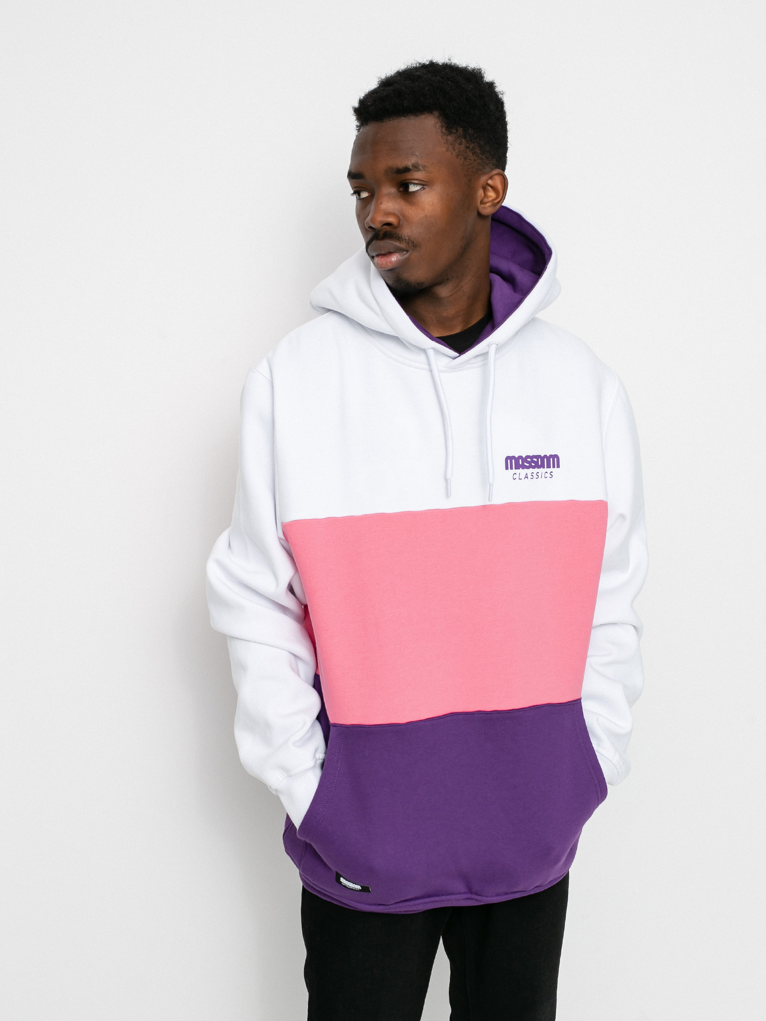 Mikina s kapucí MassDnm Zone HD (white/light pink/purple)