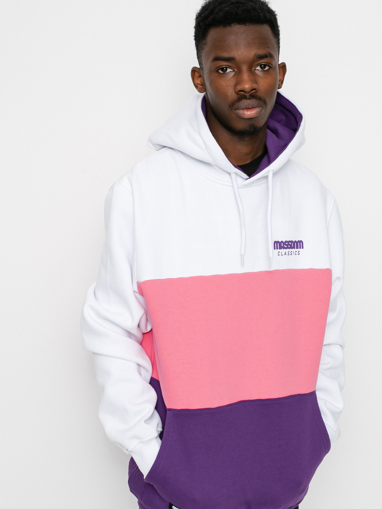 Mikina s kapucí MassDnm Zone HD (white/light pink/purple)