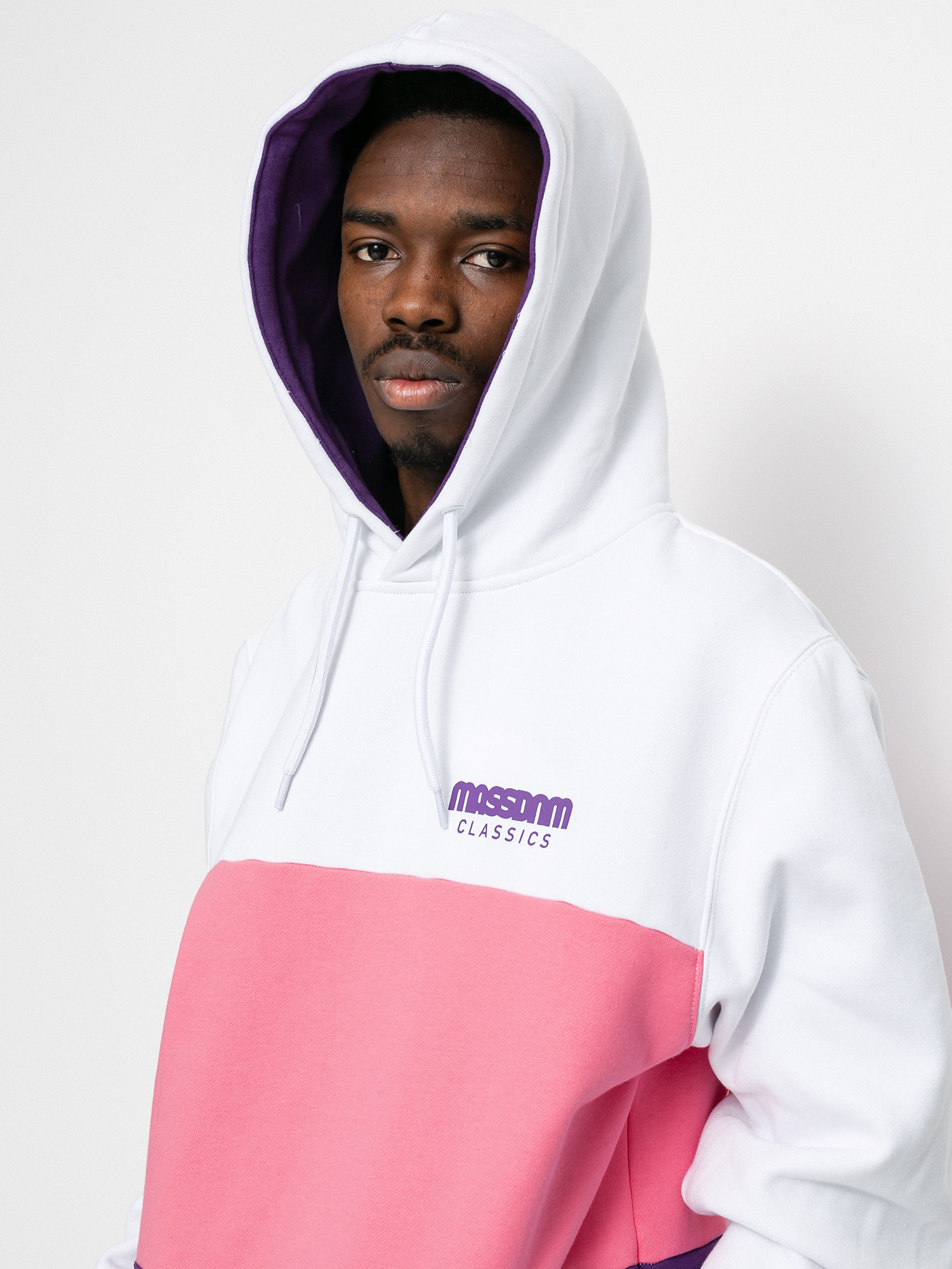 Mikina s kapucí MassDnm Zone HD (white/light pink/purple)