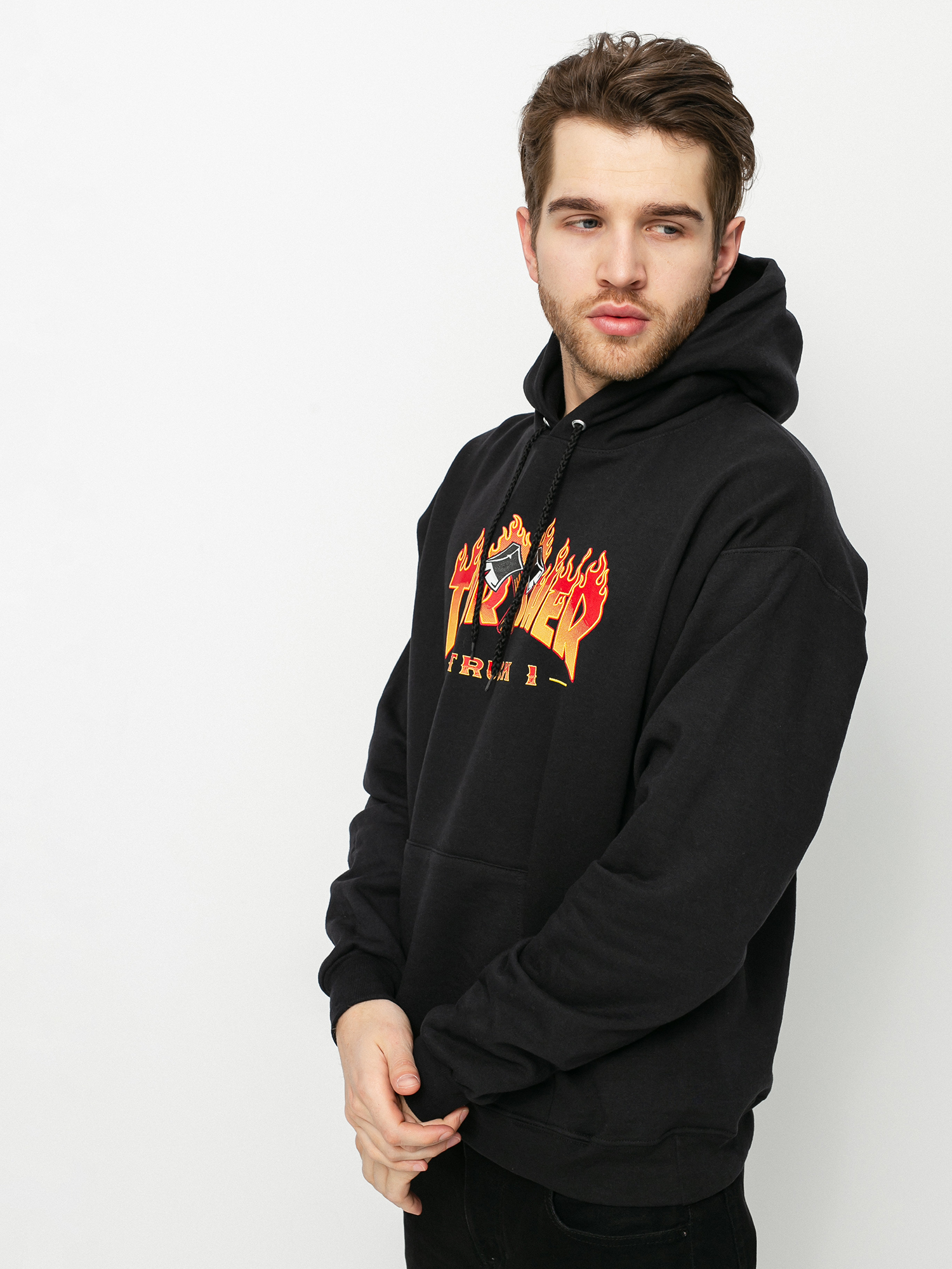 Mikina s kapucí Thrasher Truck 1 HD (black)