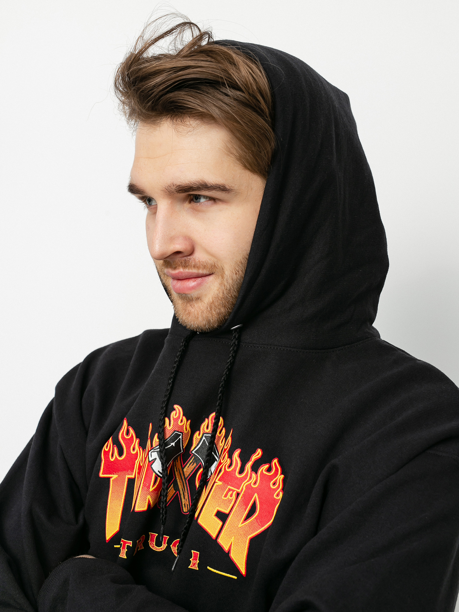 Mikina s kapucí Thrasher Truck 1 HD (black)