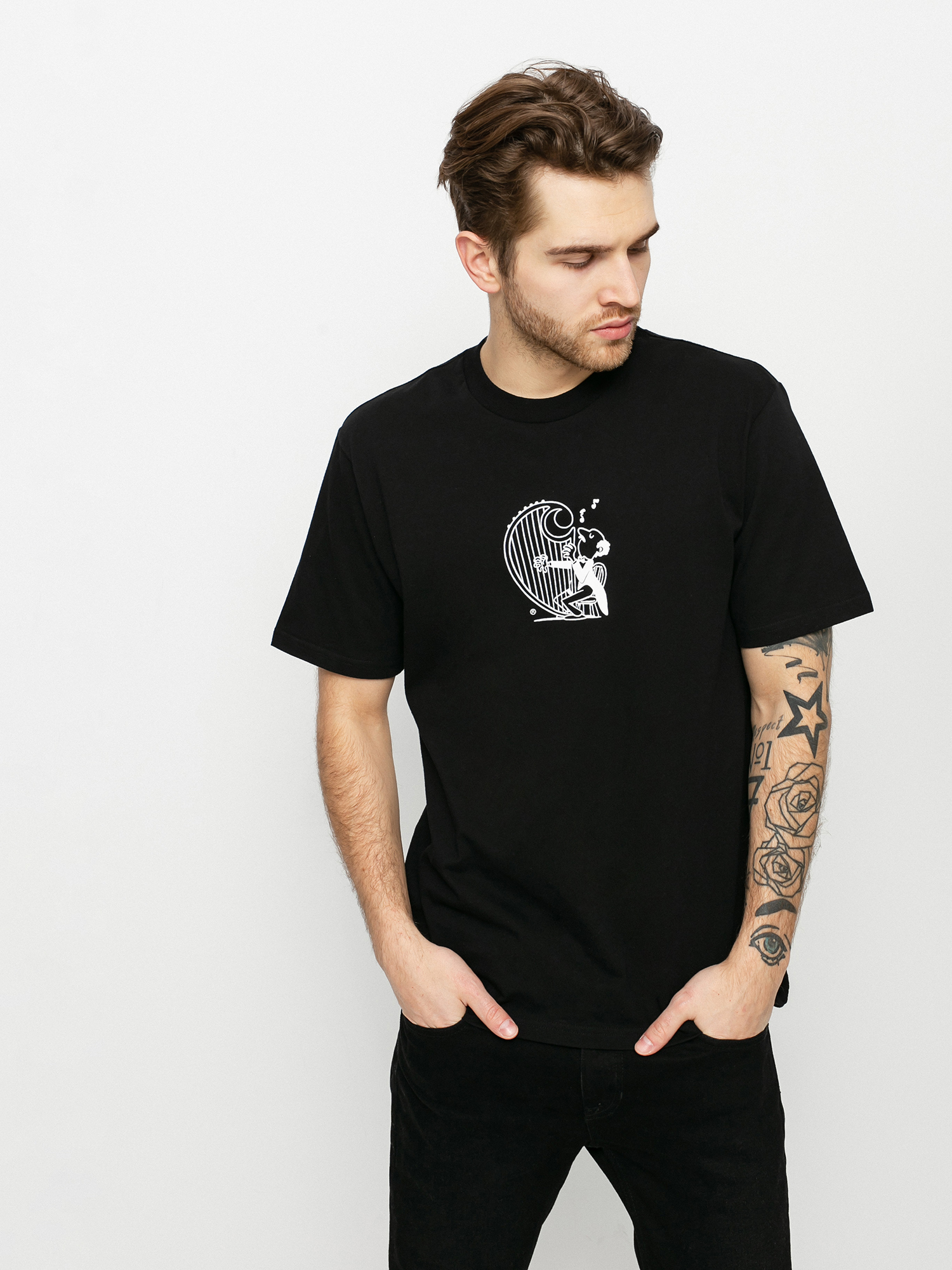 Tričko Carhartt WIP Harp (black/white)