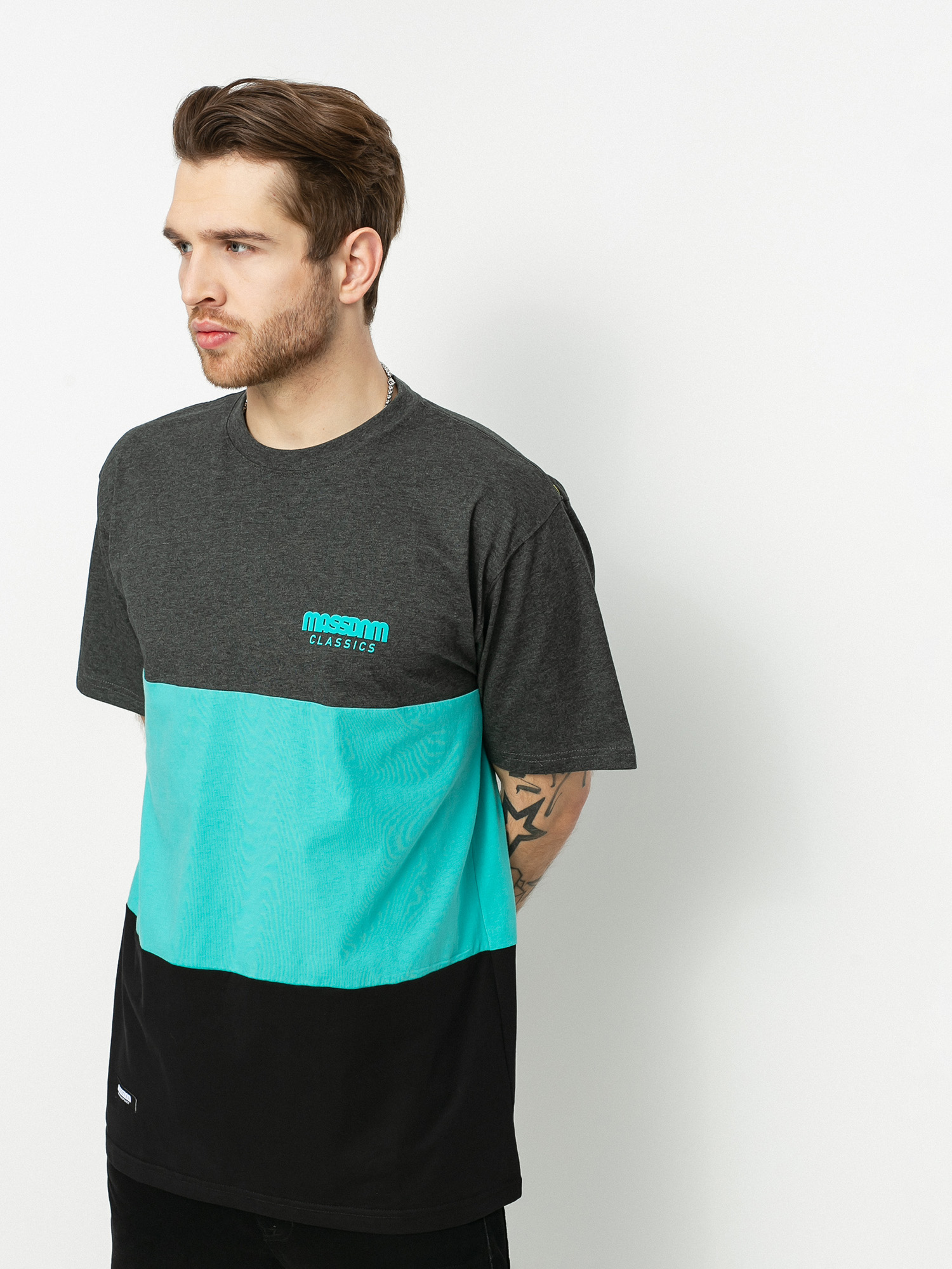 Tričko MassDnm Zone (dk heather/turquoise/black)