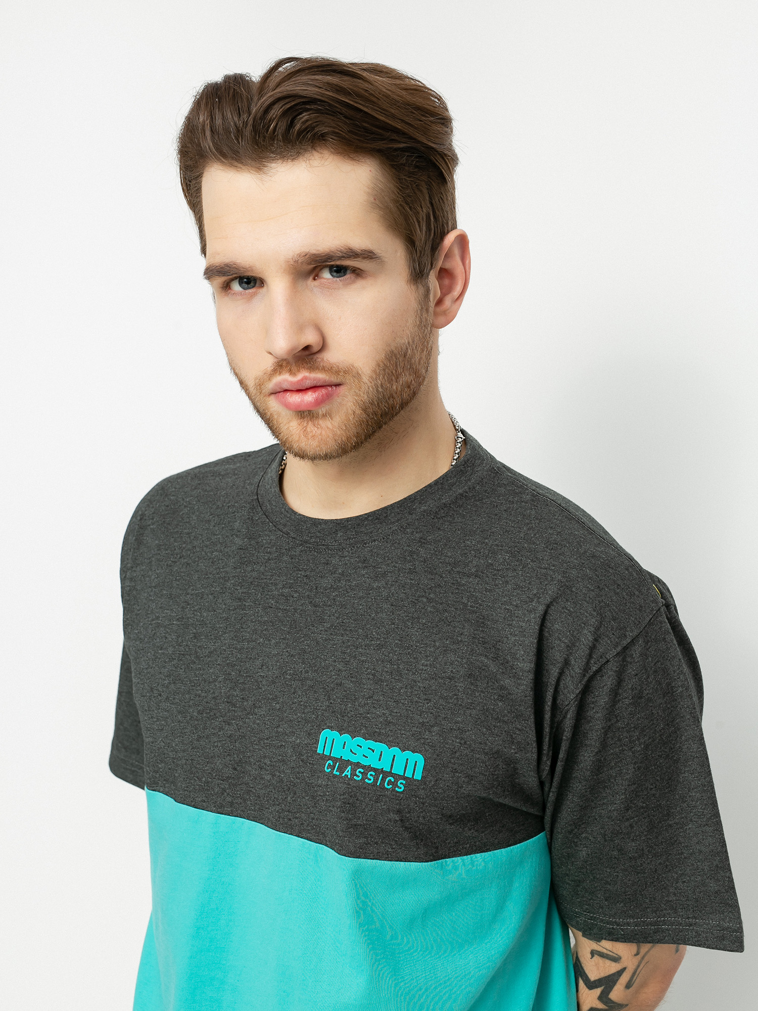 Tričko MassDnm Zone (dk heather/turquoise/black)