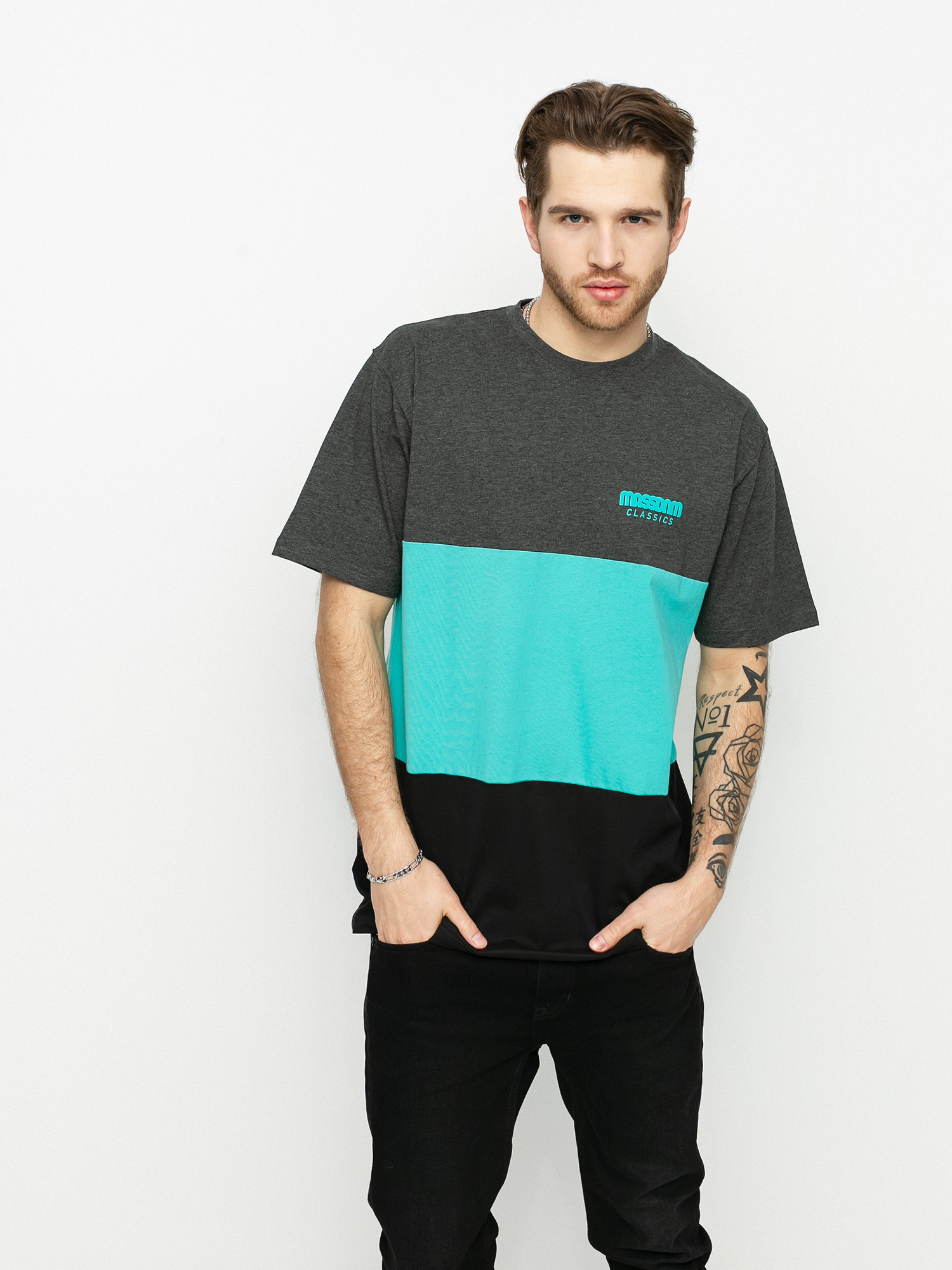 Tričko MassDnm Zone (dk heather/turquoise/black)