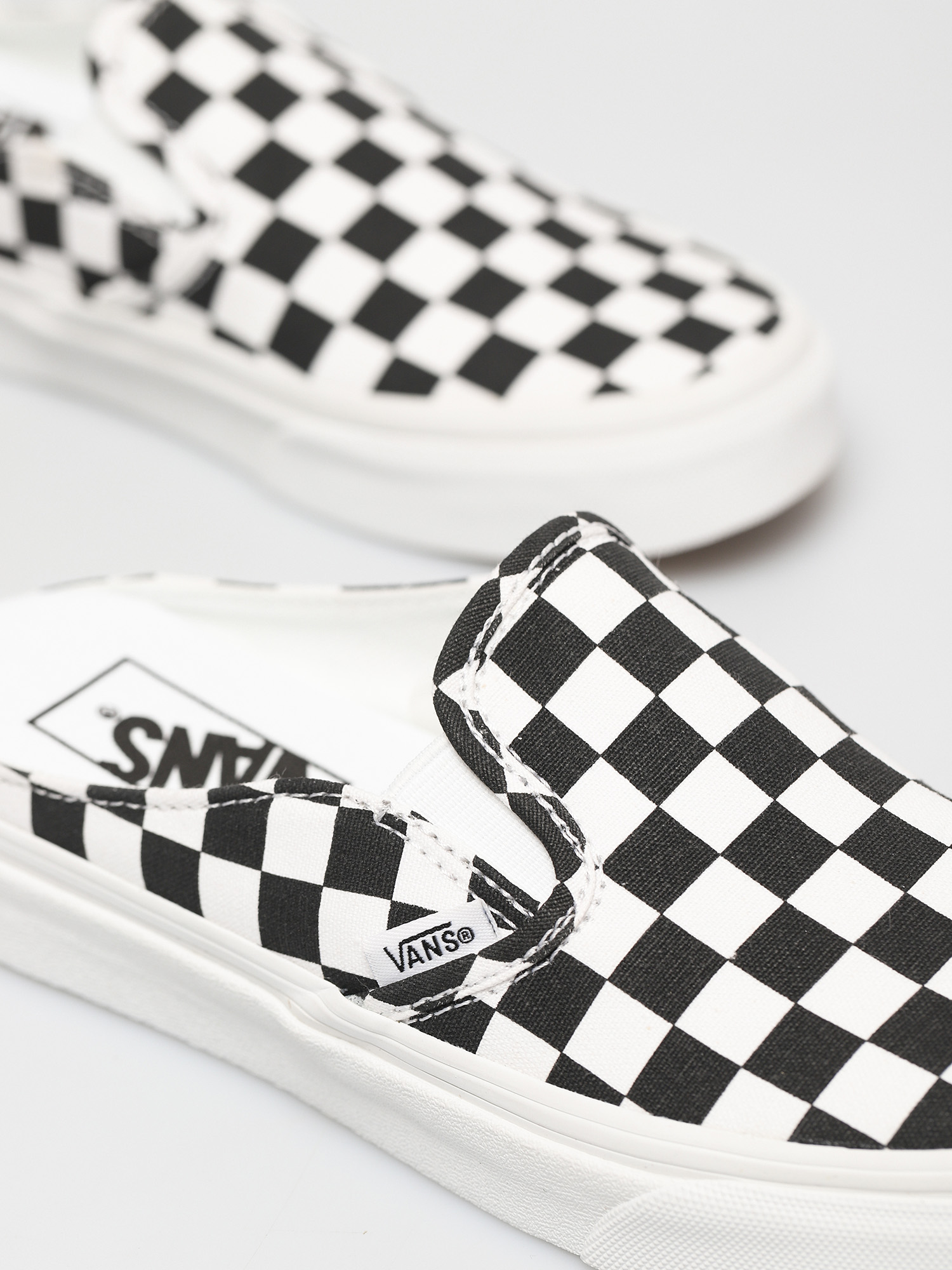 vans leather checkerboard mule