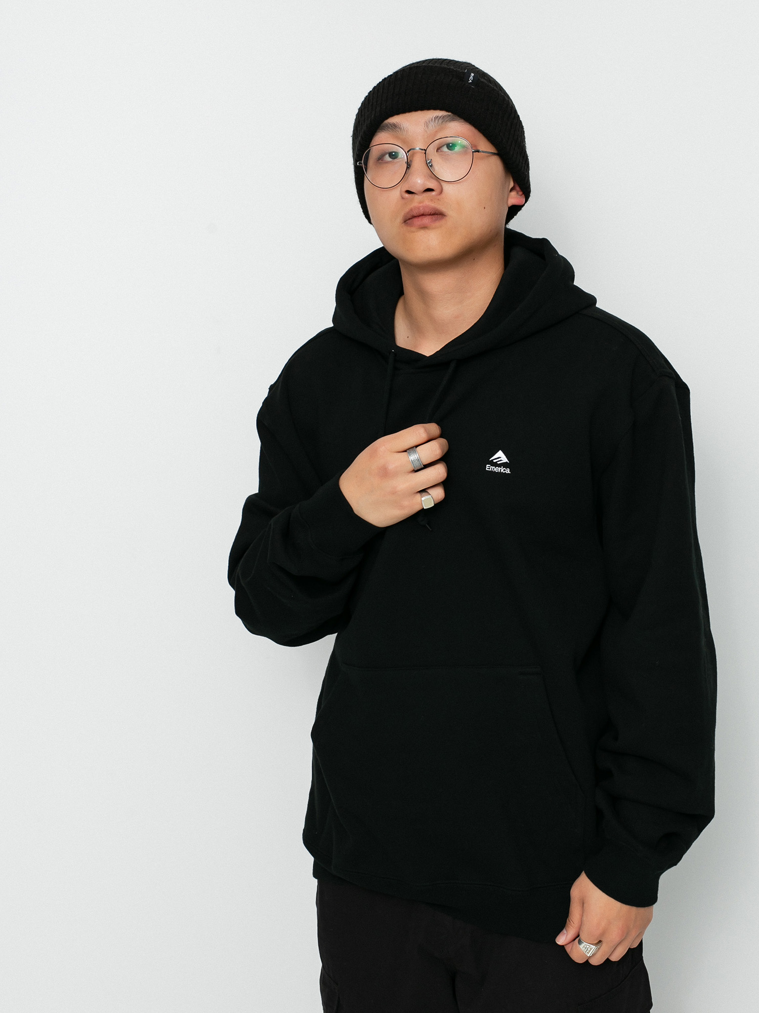 Mikina s kapucí Emerica Stacked HD (black)