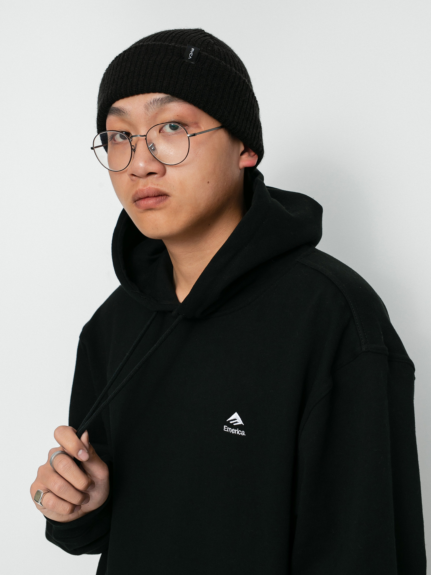 Mikina s kapucí Emerica Stacked HD (black)