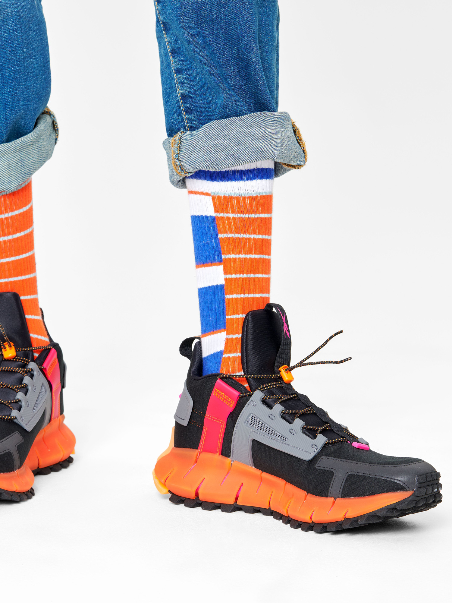 Ponožky Happy Socks Half Half Thin Crew (blue/orange)