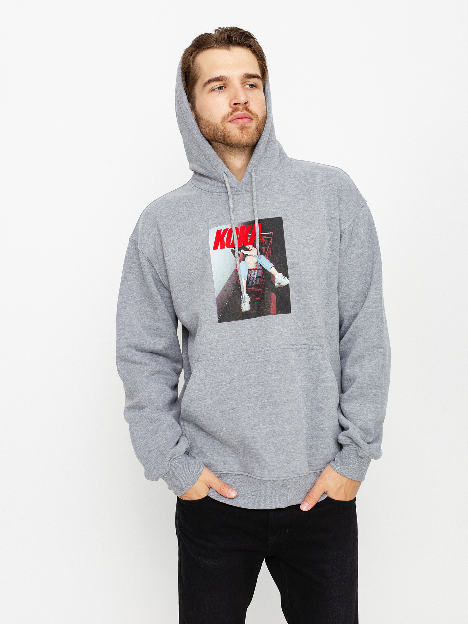 Mikina s kapucí Koka Shopping Mall HD (grey melange)