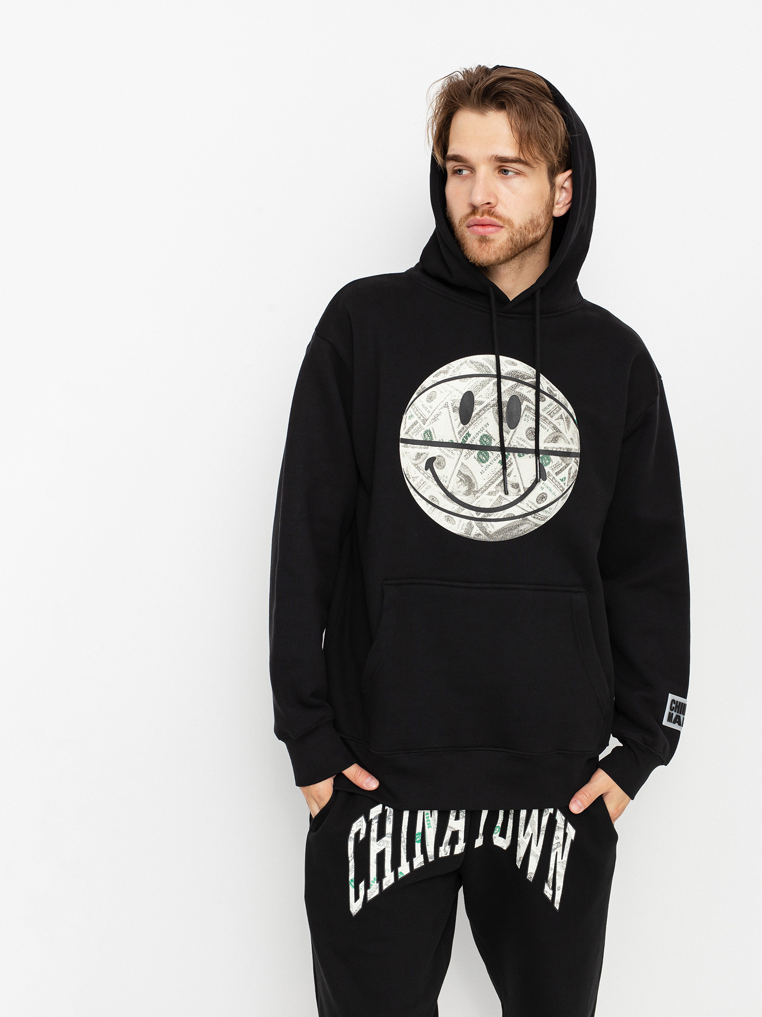 Mikina s kapucí Chinatown Market Smiley Money Ball HD (black)