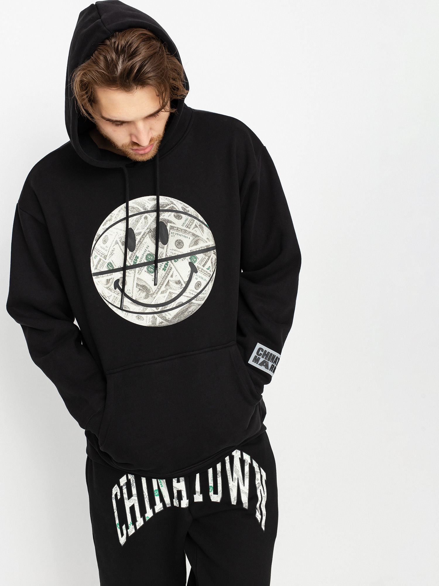 Mikina s kapucí Chinatown Market Smiley Money Ball HD (black)