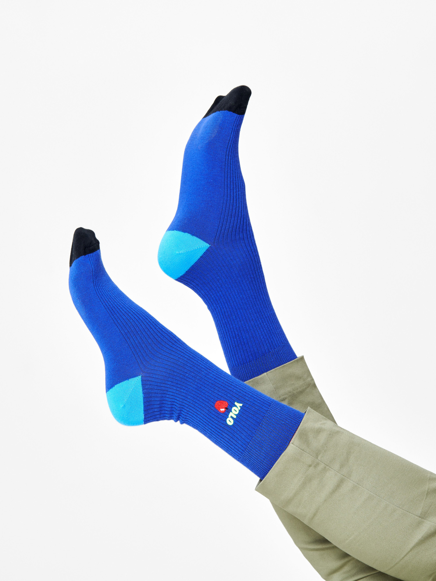 Ponožky Happy Socks Ribbed Embroidery Yolo (blue)