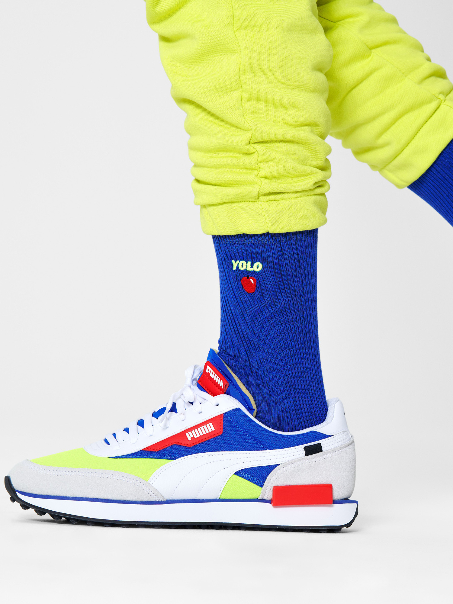 Ponožky Happy Socks Ribbed Embroidery Yolo (blue)