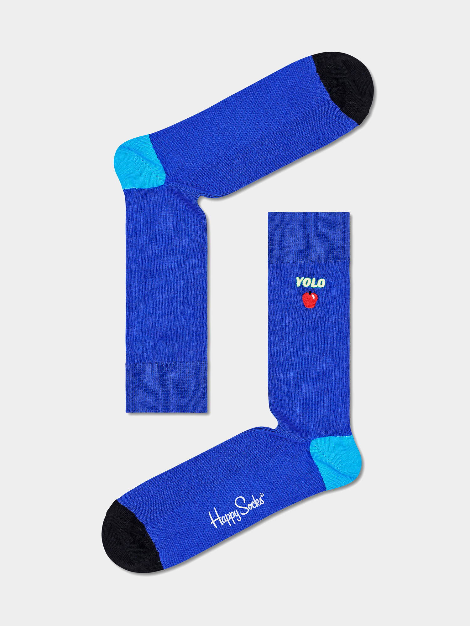 Ponožky Happy Socks Ribbed Embroidery Yolo (blue)