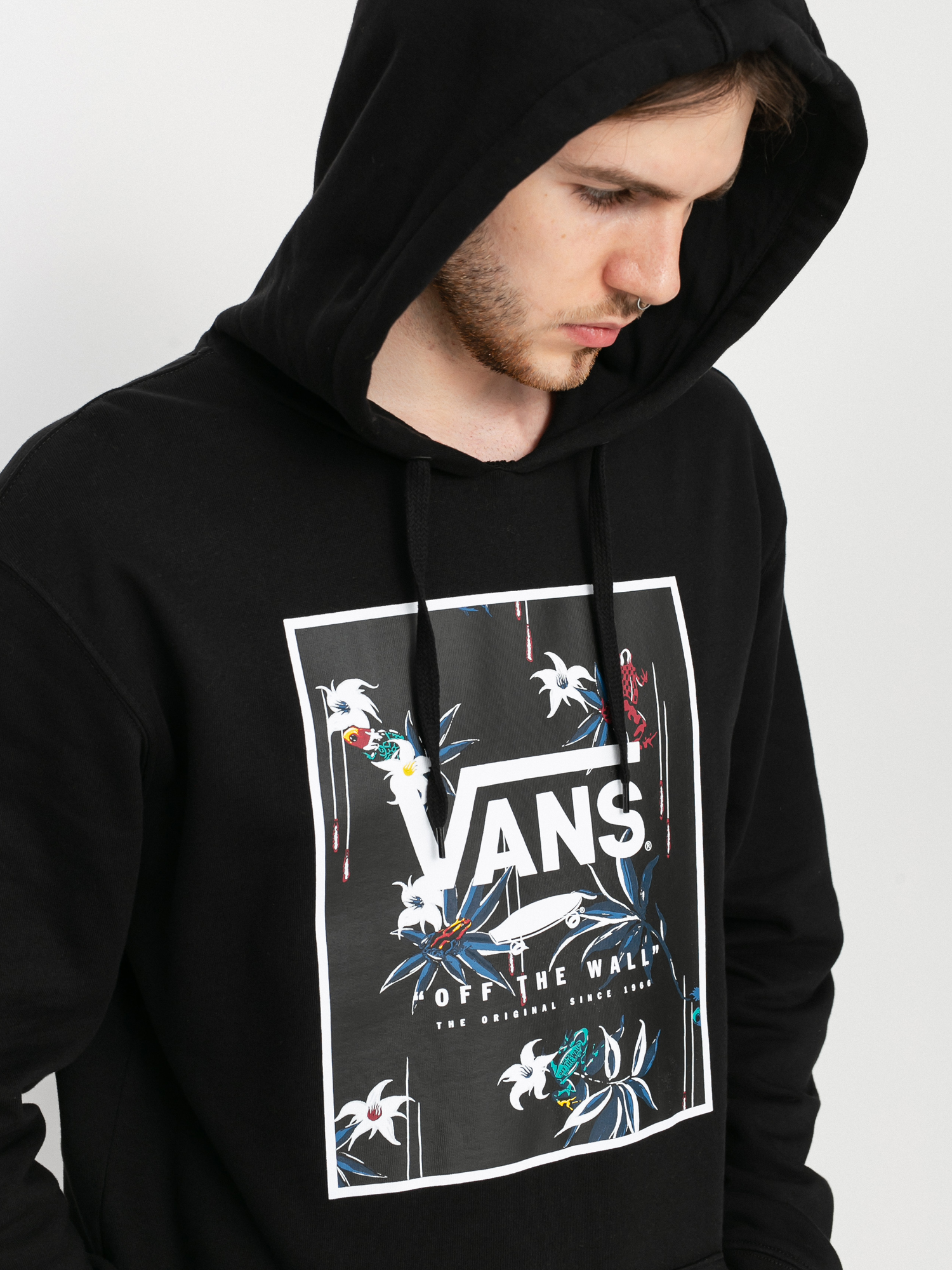 Mikina s kapucí Vans Dart Floral HD (black)