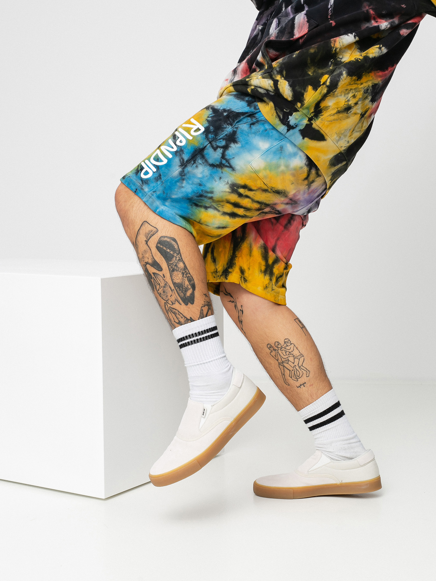 Kraťasy RipNDip Rubber Logo (sunburst spiral tie dye)