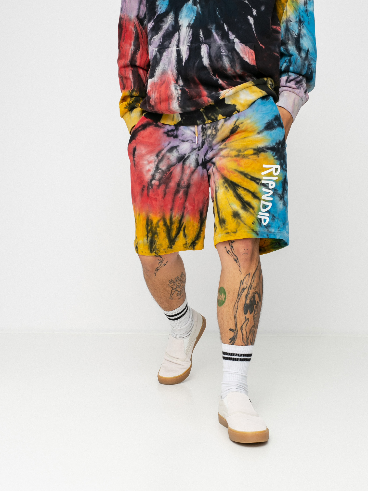 Kraťasy RipNDip Rubber Logo (sunburst spiral tie dye)