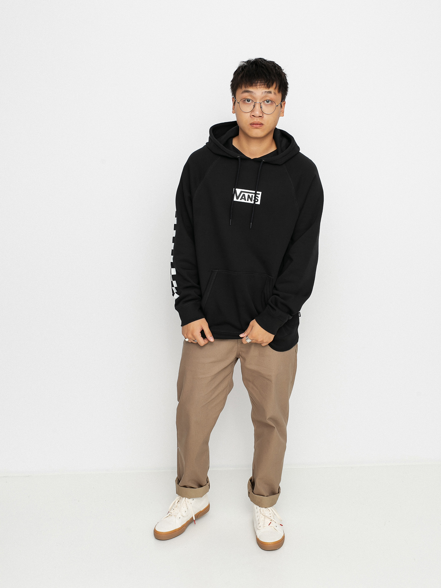 Mikina s kapucí Vans Versa Standard HD (black/checkerboard)