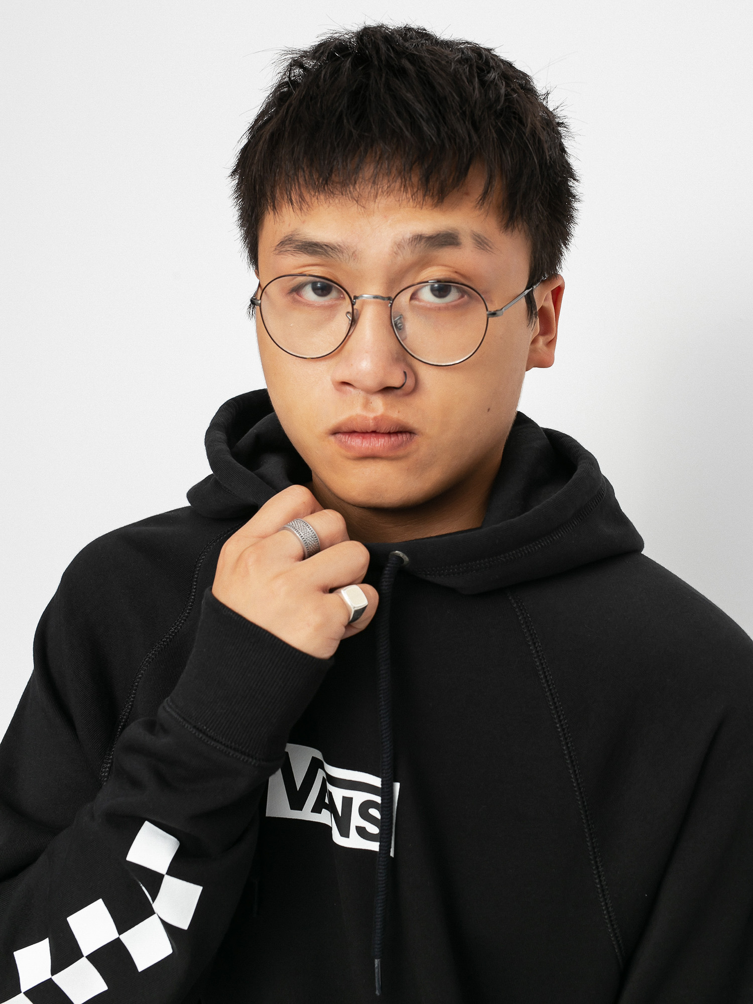 Mikina s kapucí Vans Versa Standard HD (black/checkerboard)