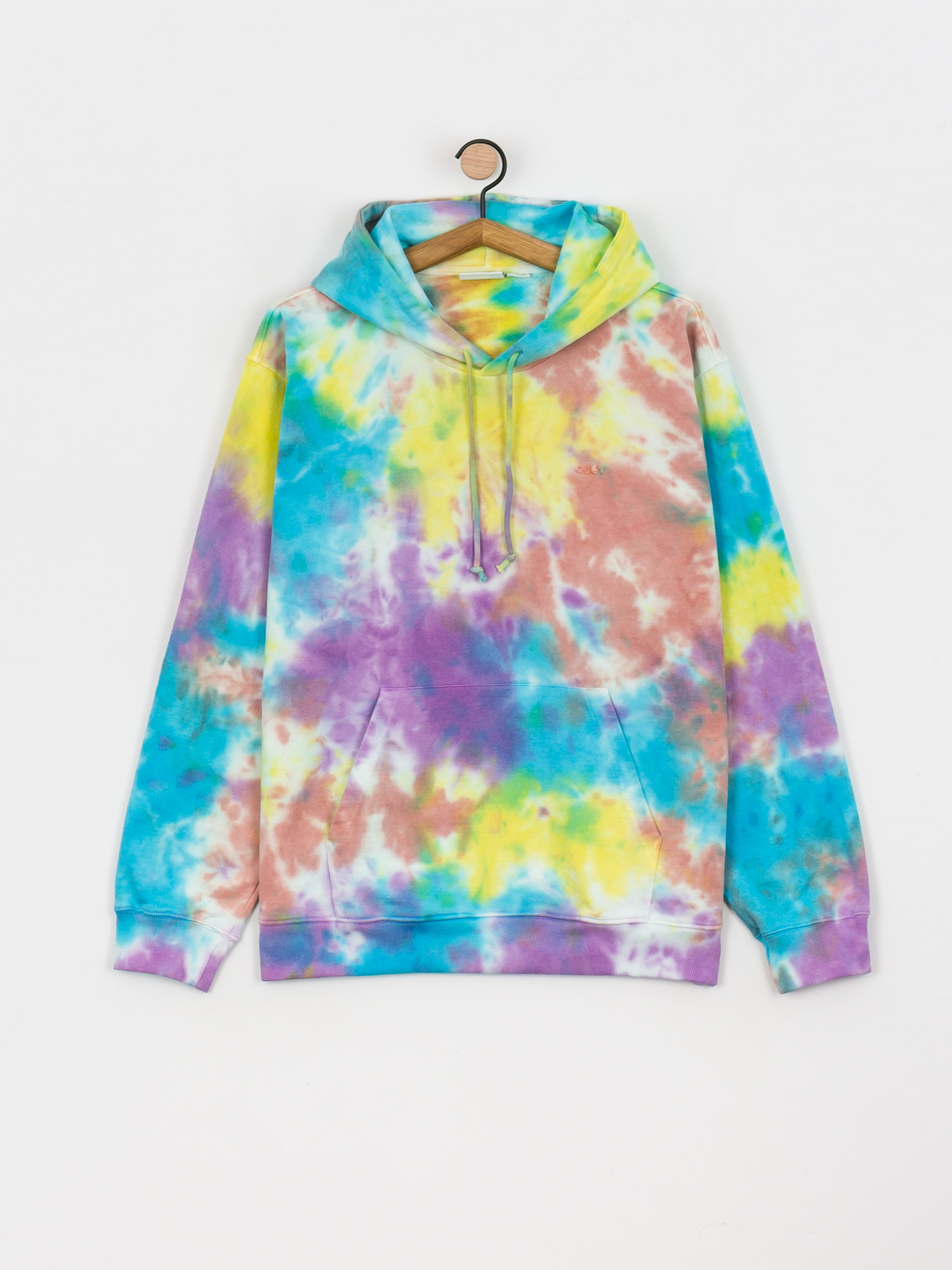Mikina s kapucí OBEY Mini Bold Recycled Tie Dye HD (a.i. aqua multi)