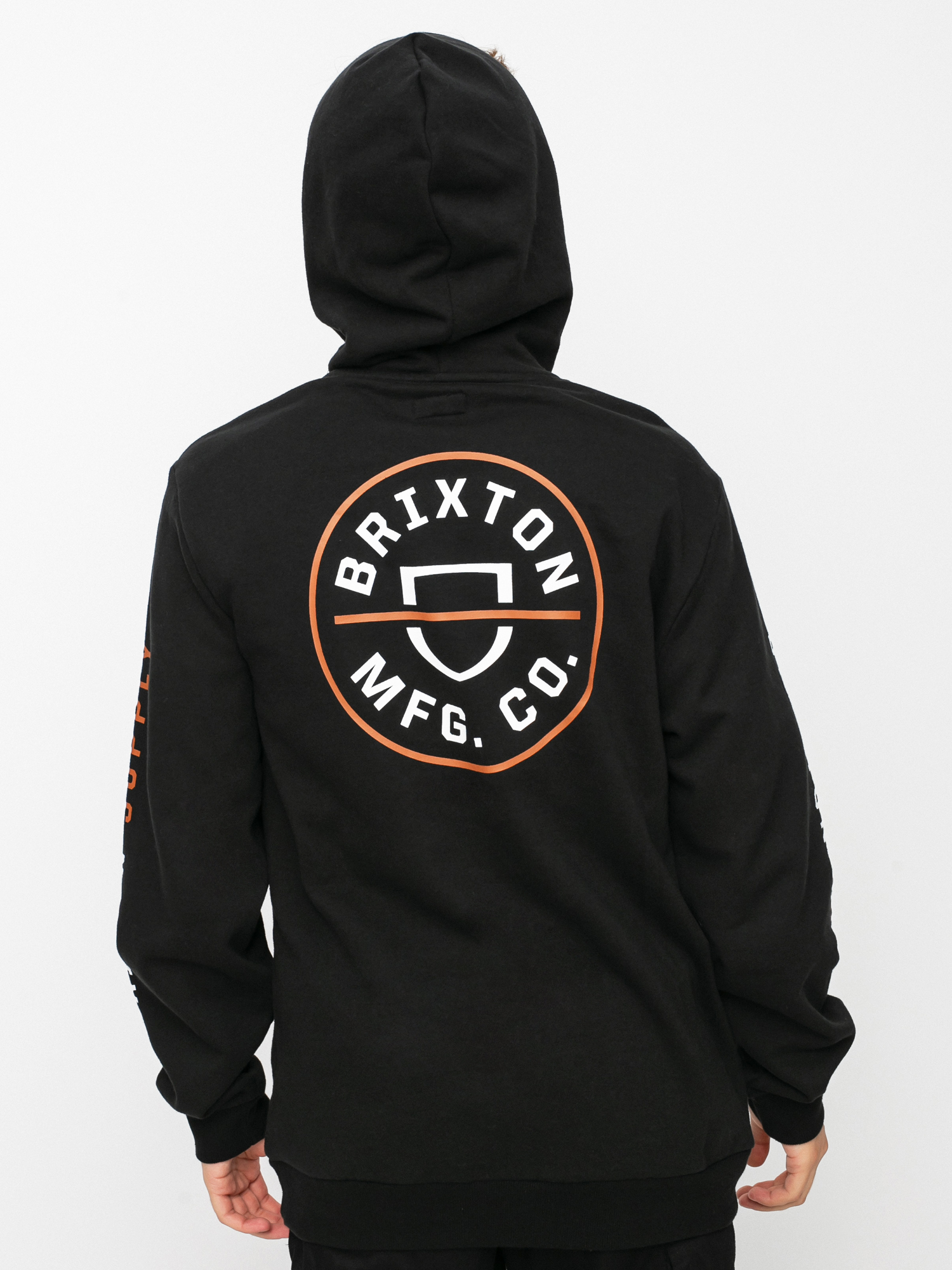 Mikina s kapucí Brixton Crest HD (black/caramel/white)